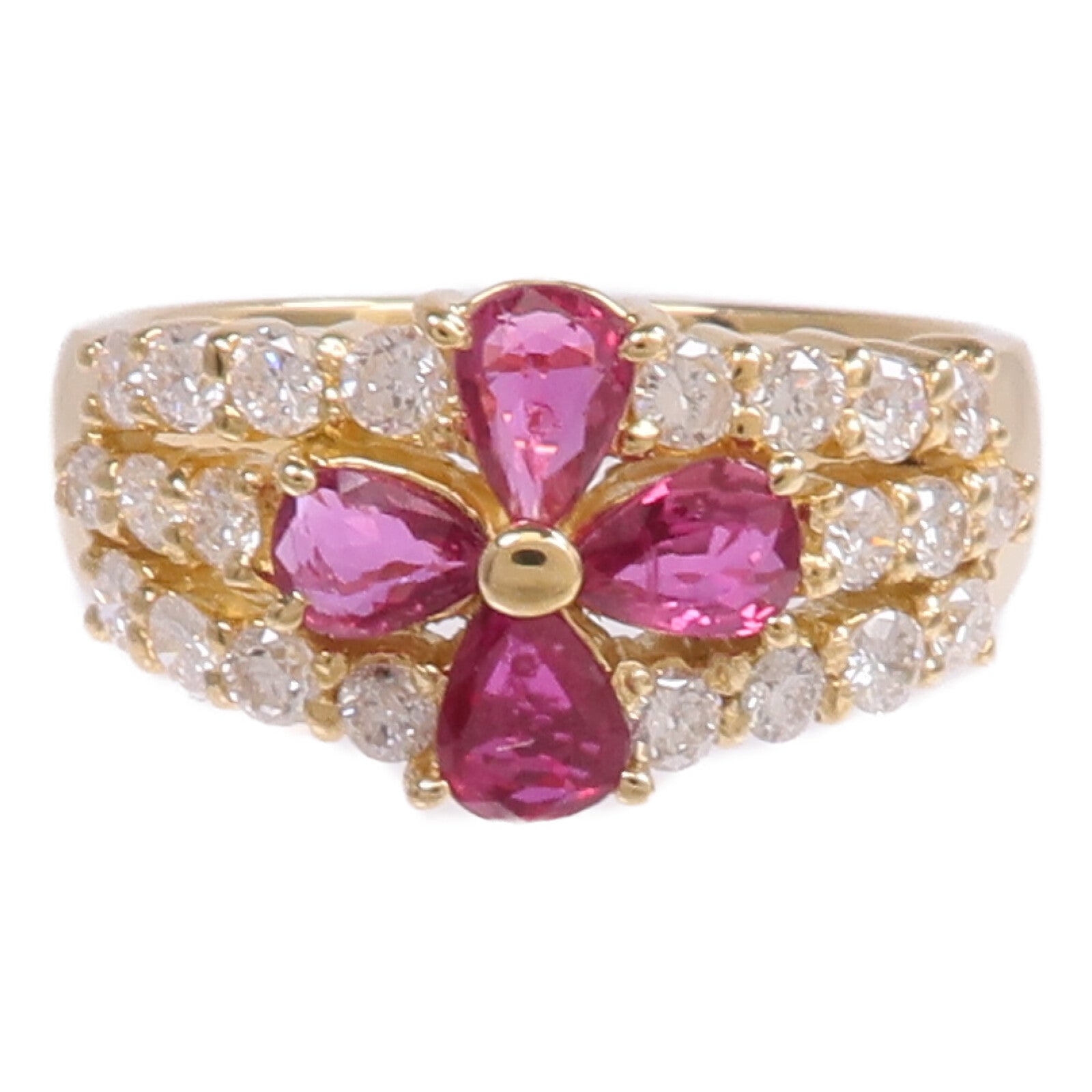 JEWELRY 18K黃金Ruby Diamond Ring紅寶石/鑽石戒指US#6