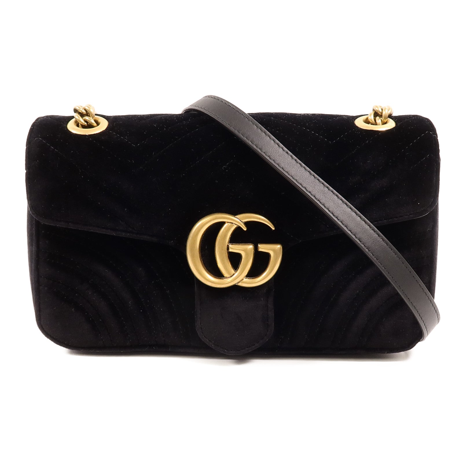 GUCCI 天鵝絨GG Marmont Shoulder Bag鏈帶肩背袋