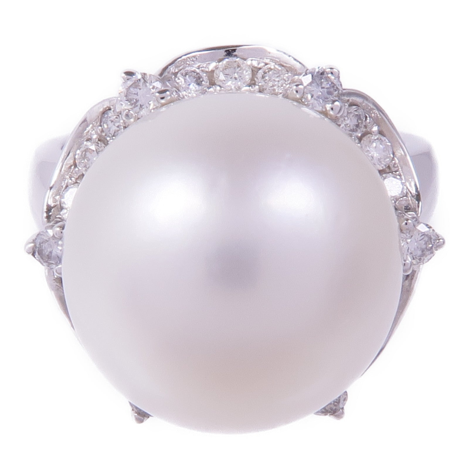 JEWELRY 18K白金Pearl Diamond Ring珍珠鑽石戒指US#6