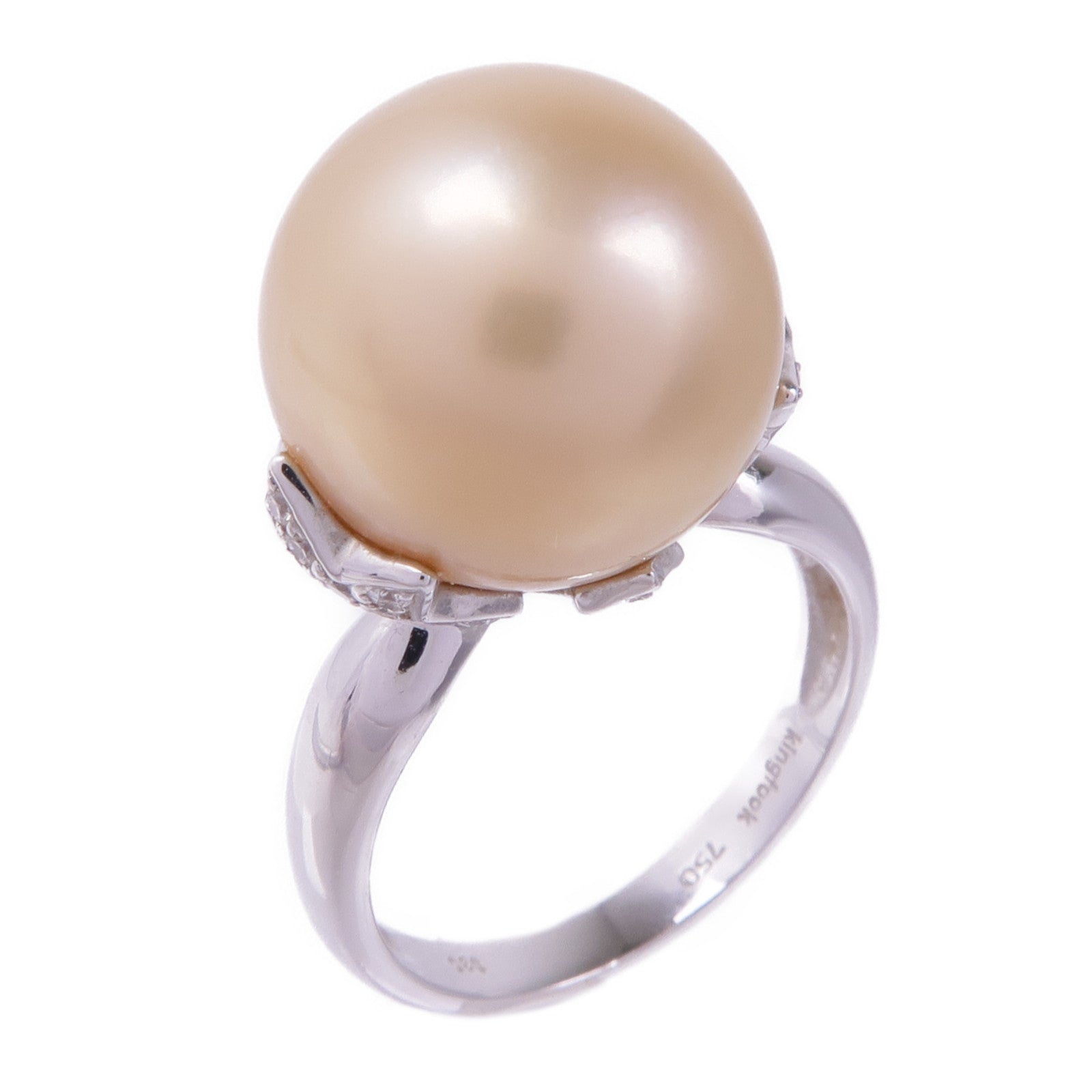 JEWELRY 18K白金Pearl Diamond Ring珍珠鑽石戒指US#6