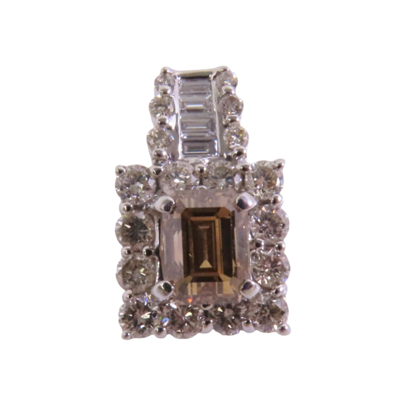 JEWELRY PT950鉑金Brown Diamond Pendant Top鑽石吊墜頭扣