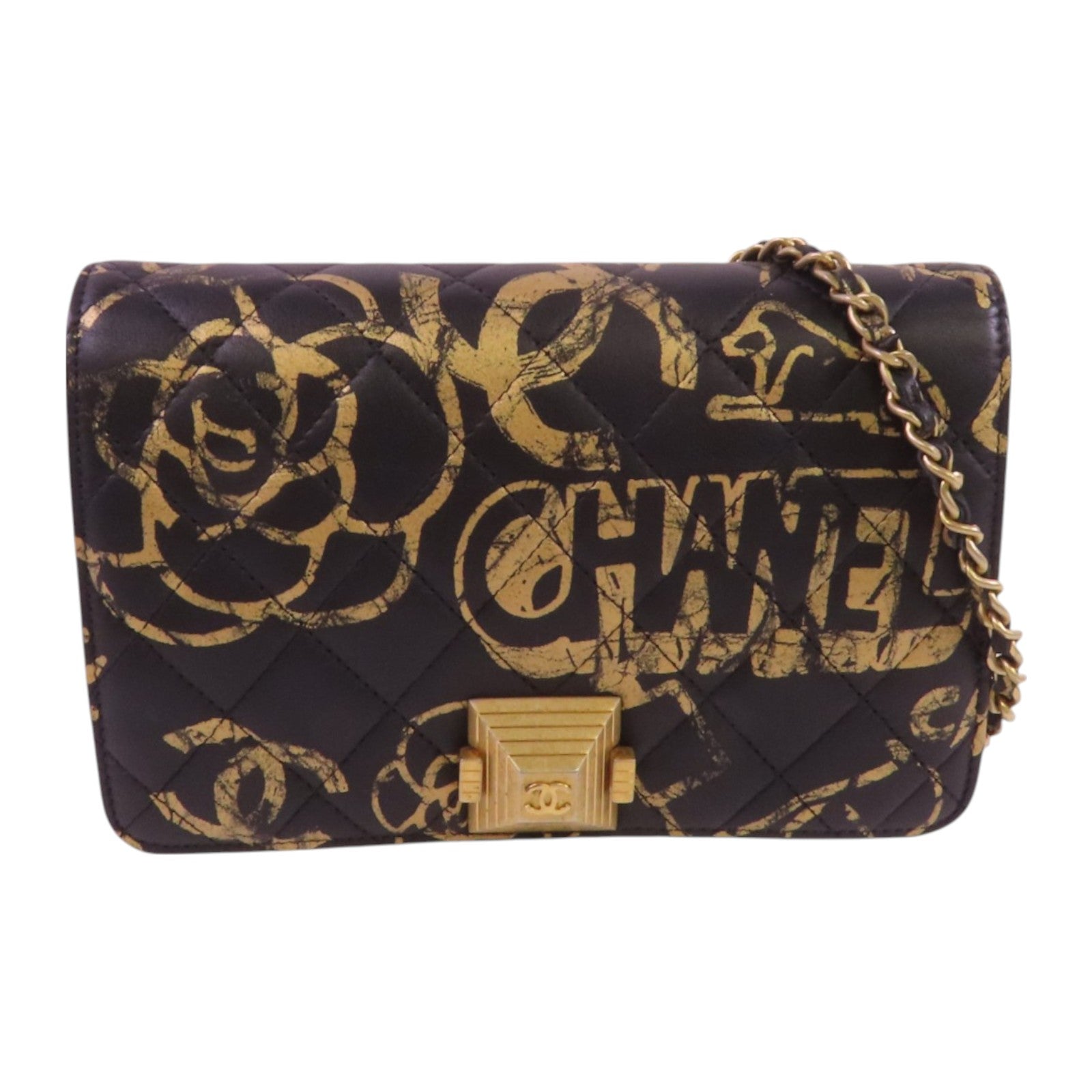 CHANEL 牛皮皮革WOC Wallet On Chain金扣鏈帶肩背袋