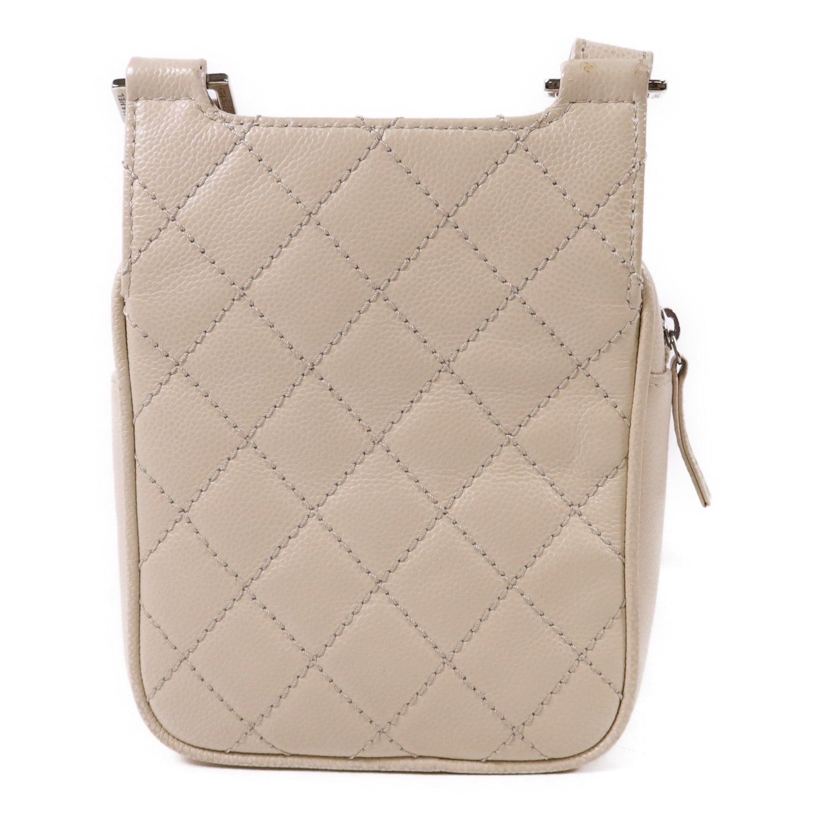 CHANEL 牛皮皮革Shoulder Bag銀扣肩背袋