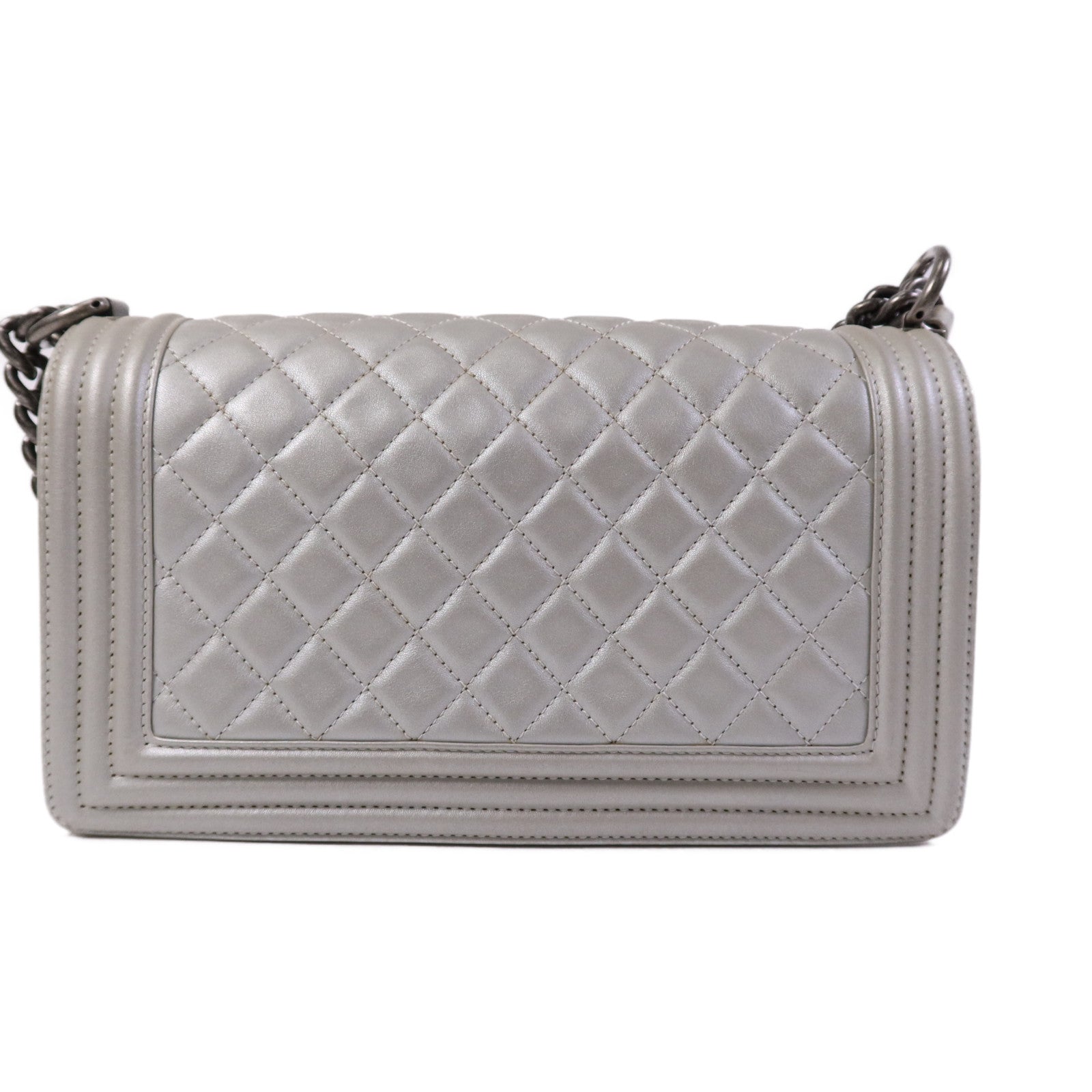 CHANEL 【激減優惠】牛皮皮革Boy 25銀扣鏈帶肩背袋