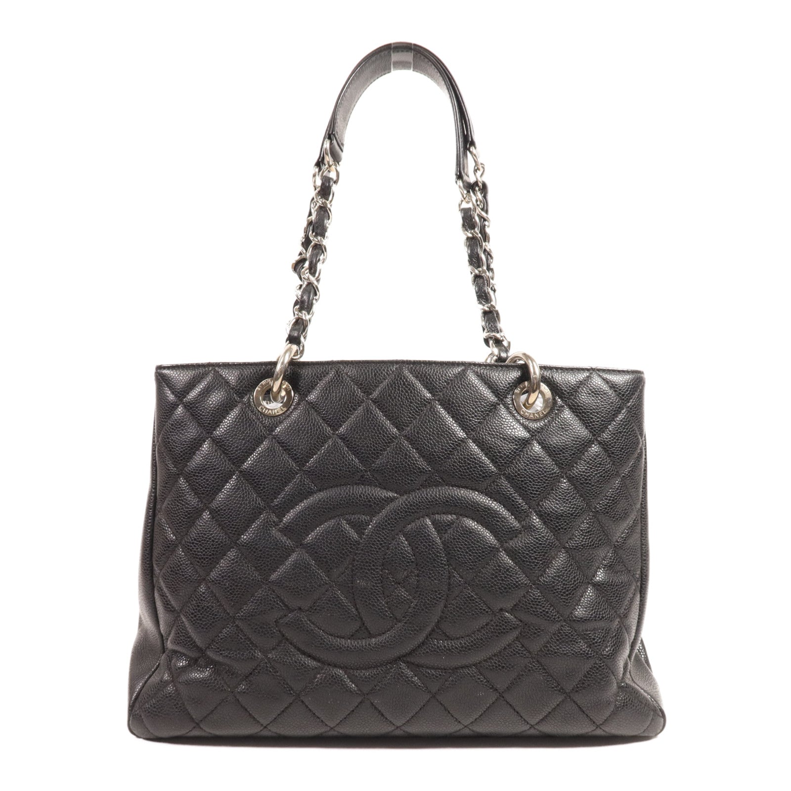 CHANEL 牛皮皮革GST Grand Shopping Tote Bag銀扣肩背袋