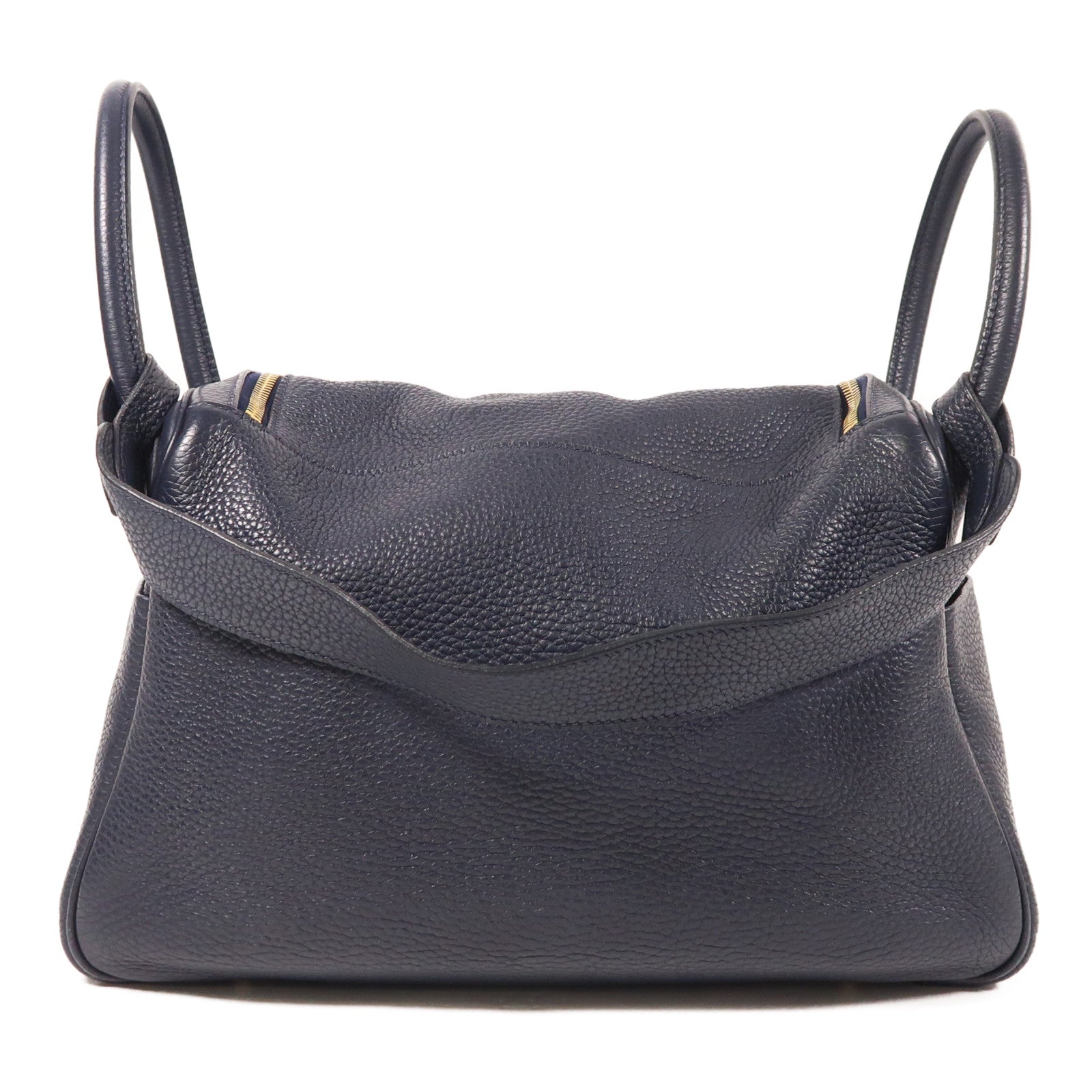HERMES 【激減優惠】皮革Lindy 30手挽肩背兩用袋Blue Nuit