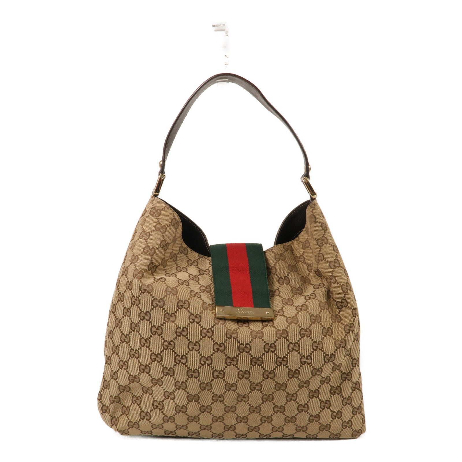 GUCCI 帆布GG Web Hobo肩背袋
