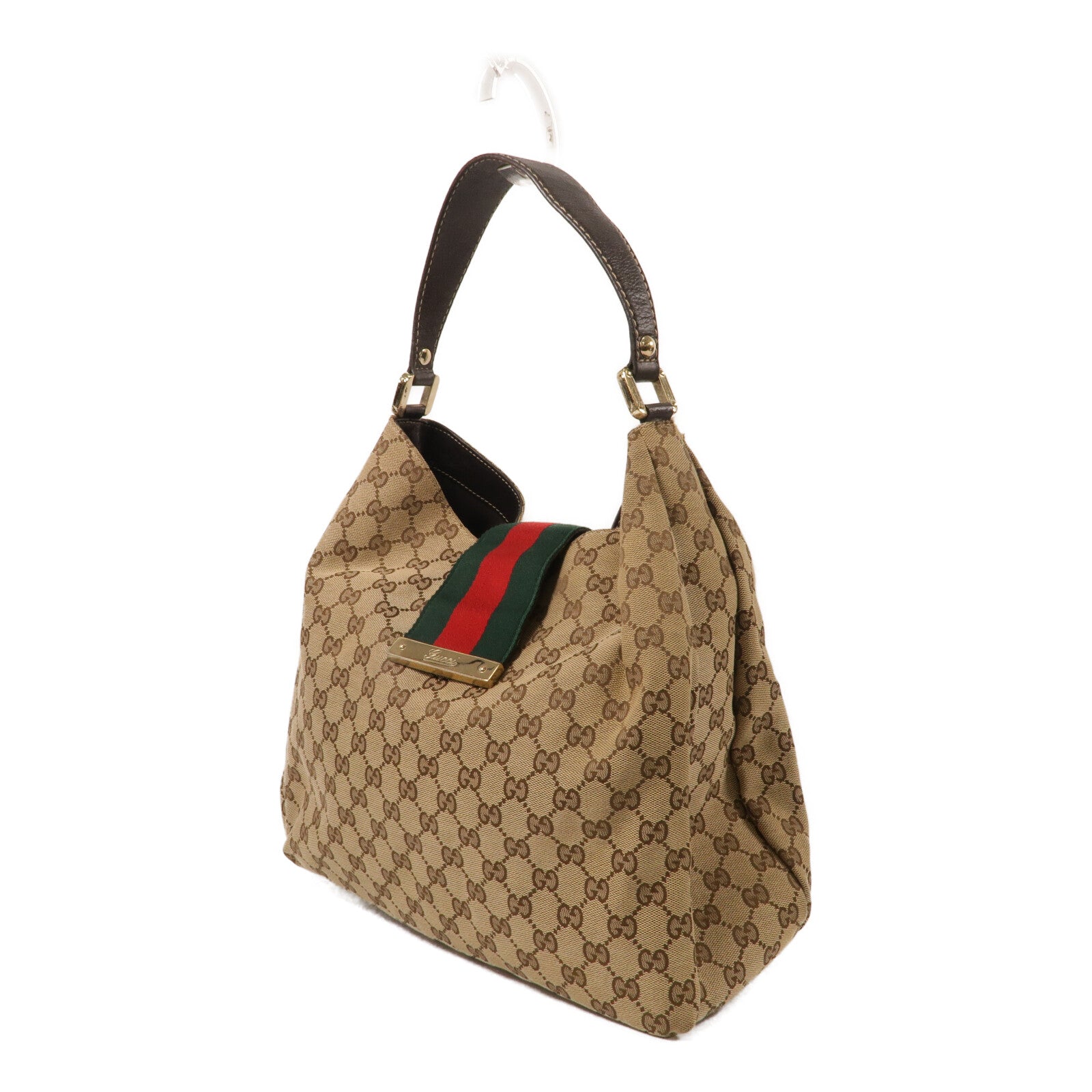 GUCCI 帆布GG Web Hobo肩背袋