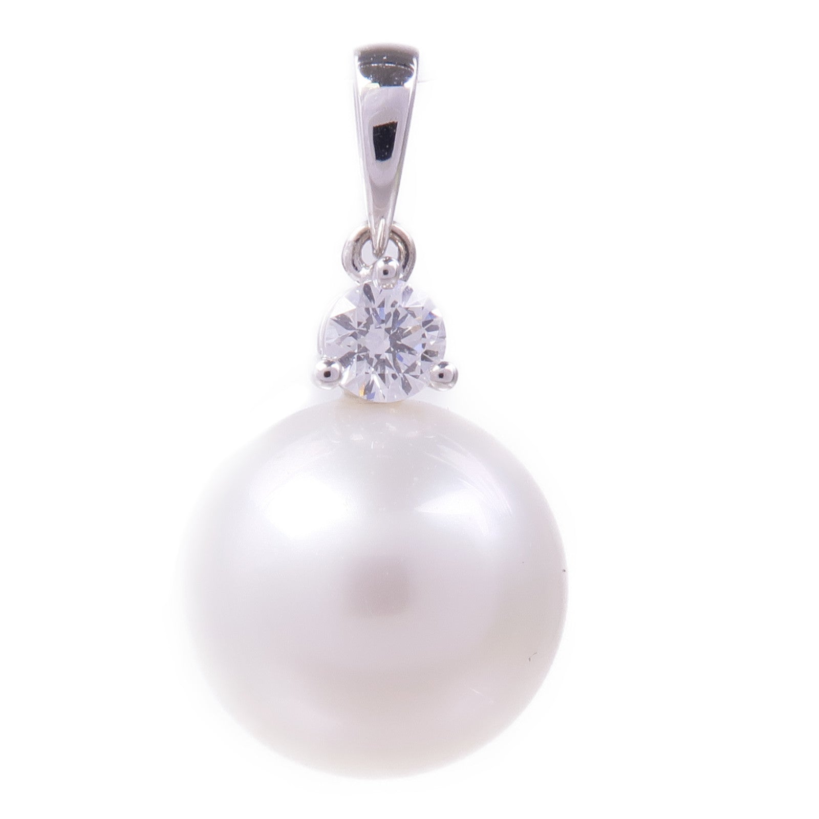 JEWELRY 18K白金Pearl Diamond Pendant Top珍珠/鑽石吊墜