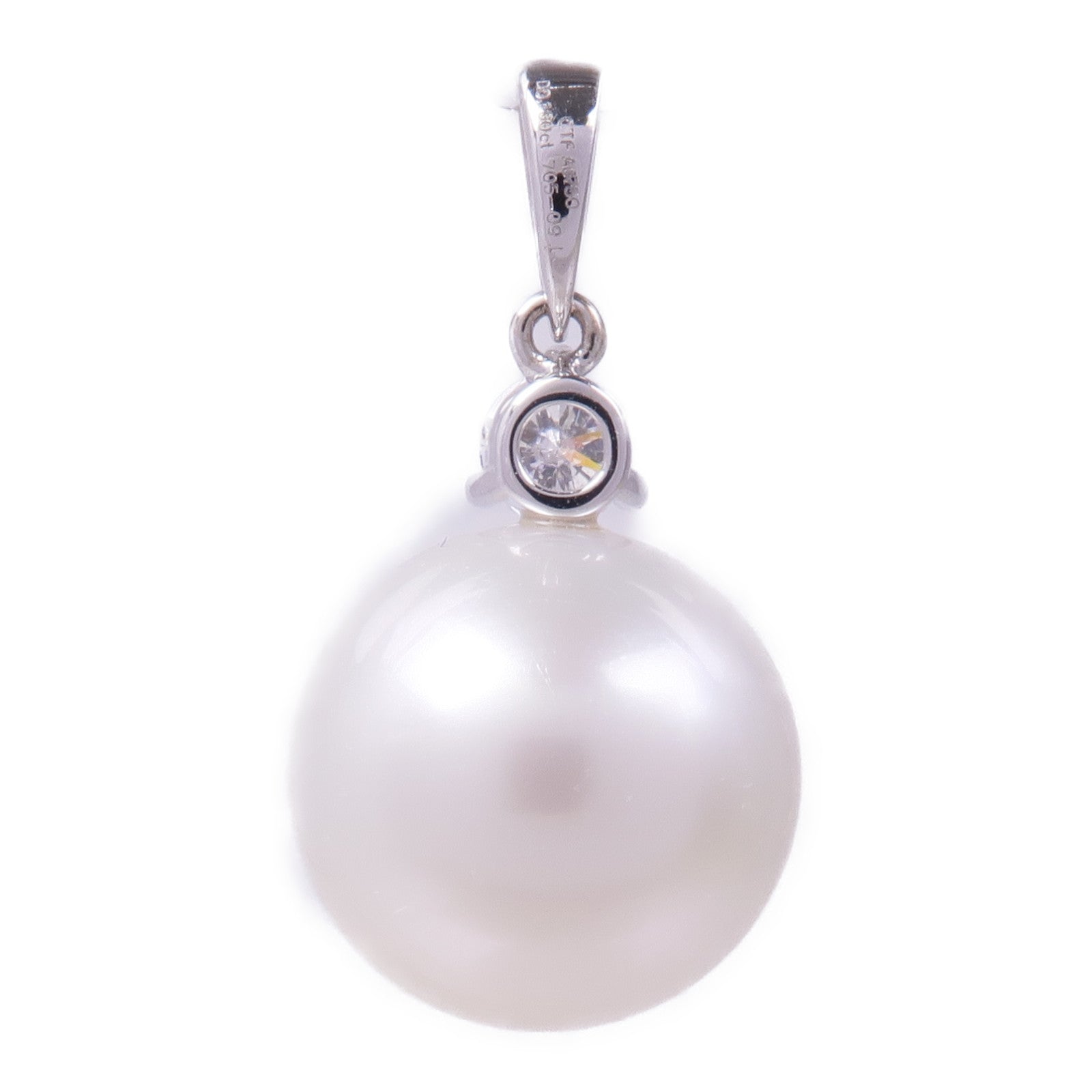 JEWELRY 18K白金Pearl Diamond Pendant Top珍珠/鑽石吊墜