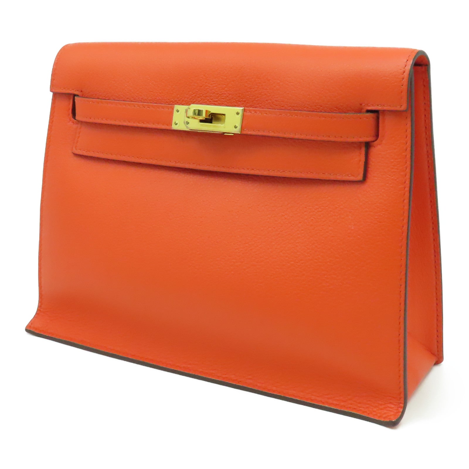 HERMES 【Hermes Fair】Evercolor皮革Kelly Danse D金扣肩背袋Orange Poppy罌粟花橘色