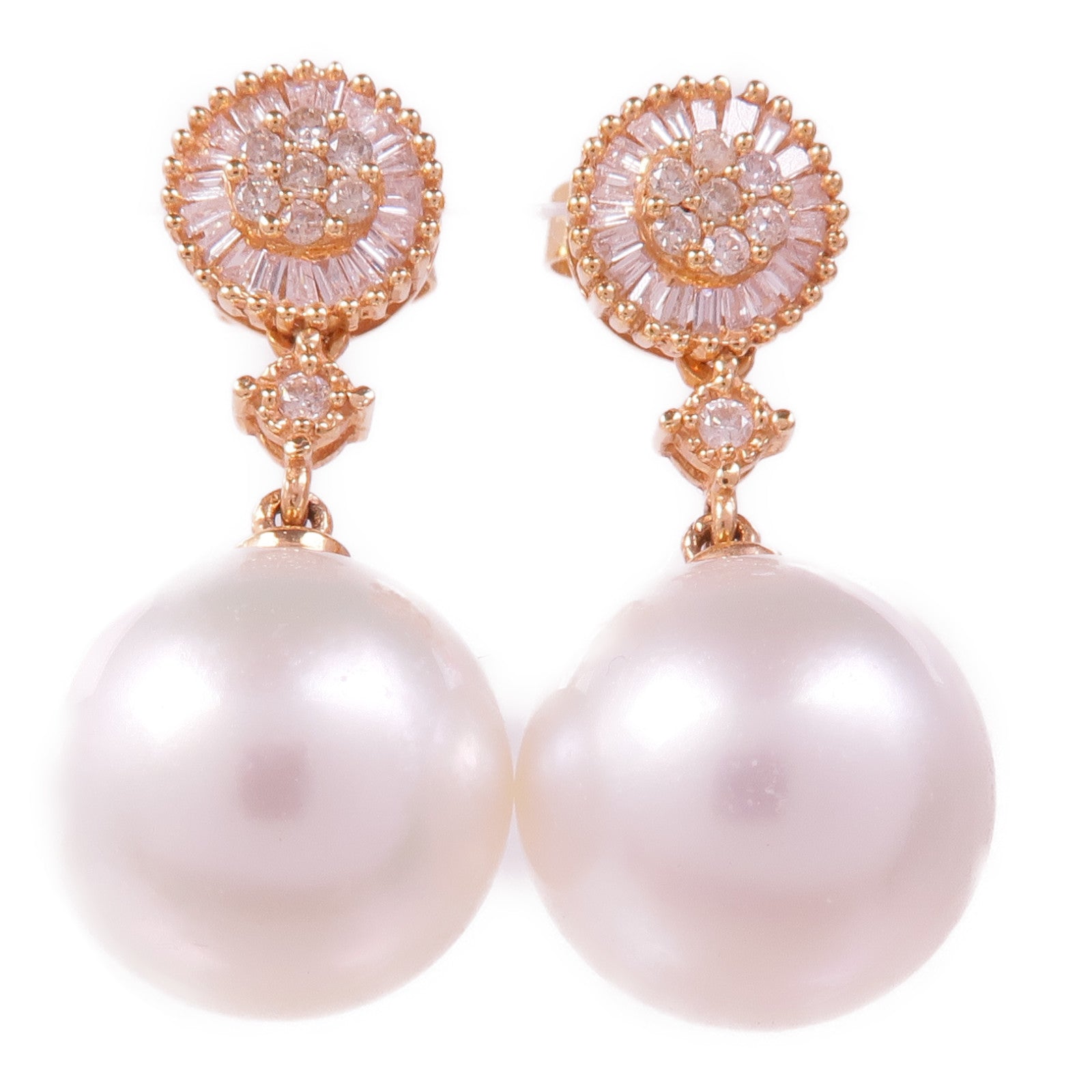 JEWELRY 18K玫瑰金Pearl Diamond Earrings珍珠/鑽石耳環