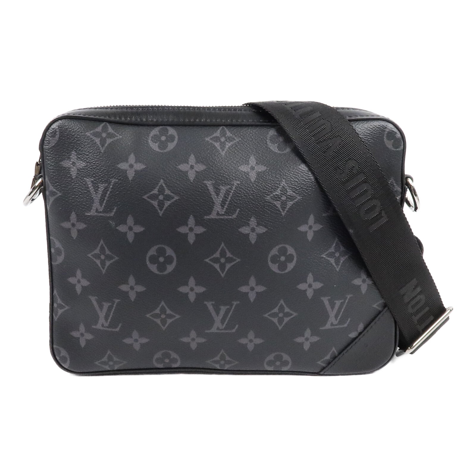 LOUIS VUITTON Monogram Eclipse Reverse Trio Messenger銀扣肩背袋灰色