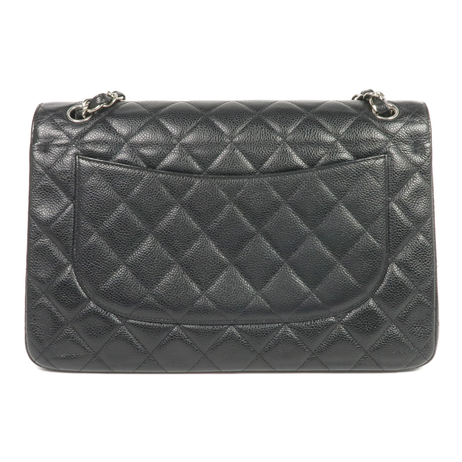 CHANEL 牛皮皮革Large Classic銀扣鏈帶肩背袋