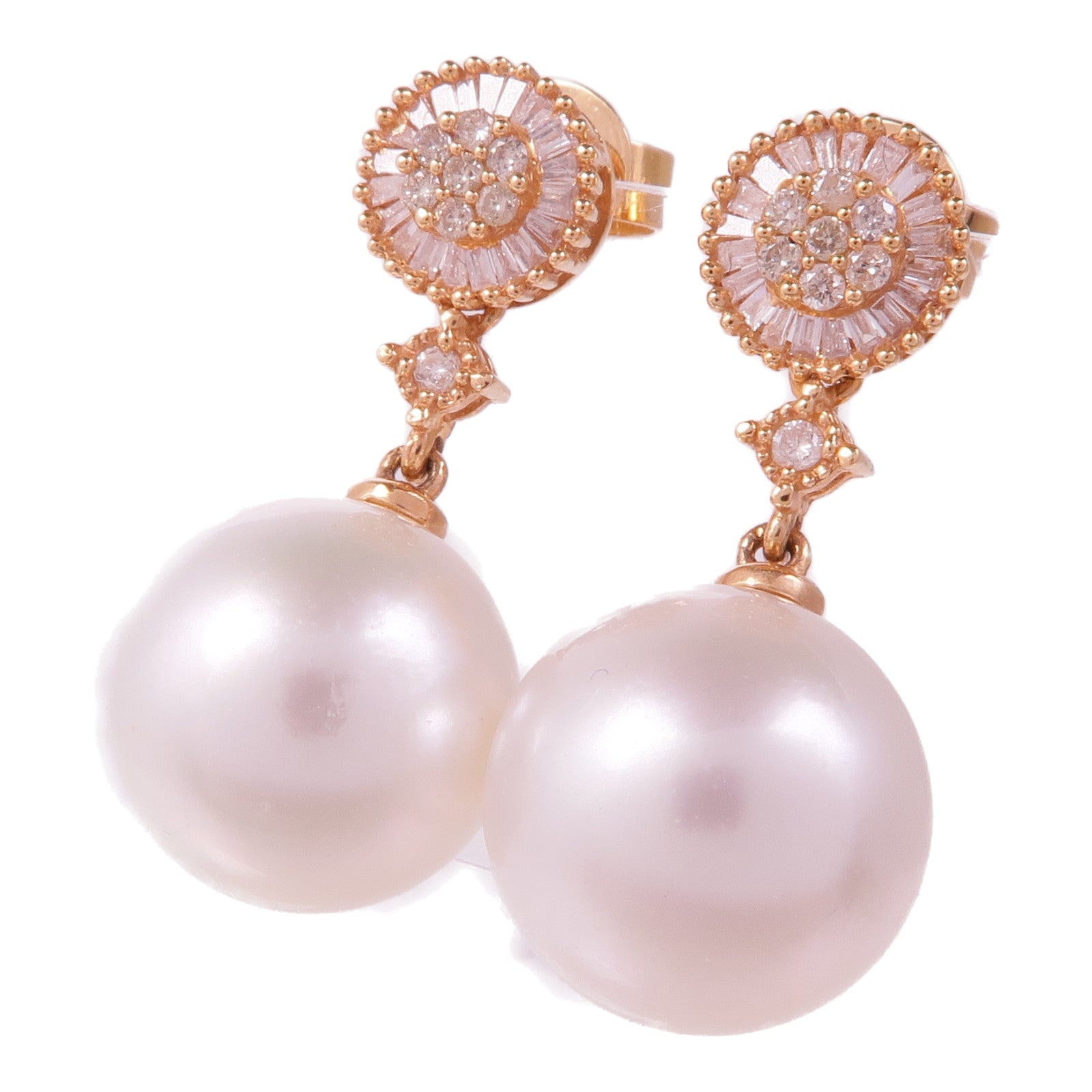 JEWELRY 18K玫瑰金Pearl Diamond Earrings珍珠/鑽石耳環