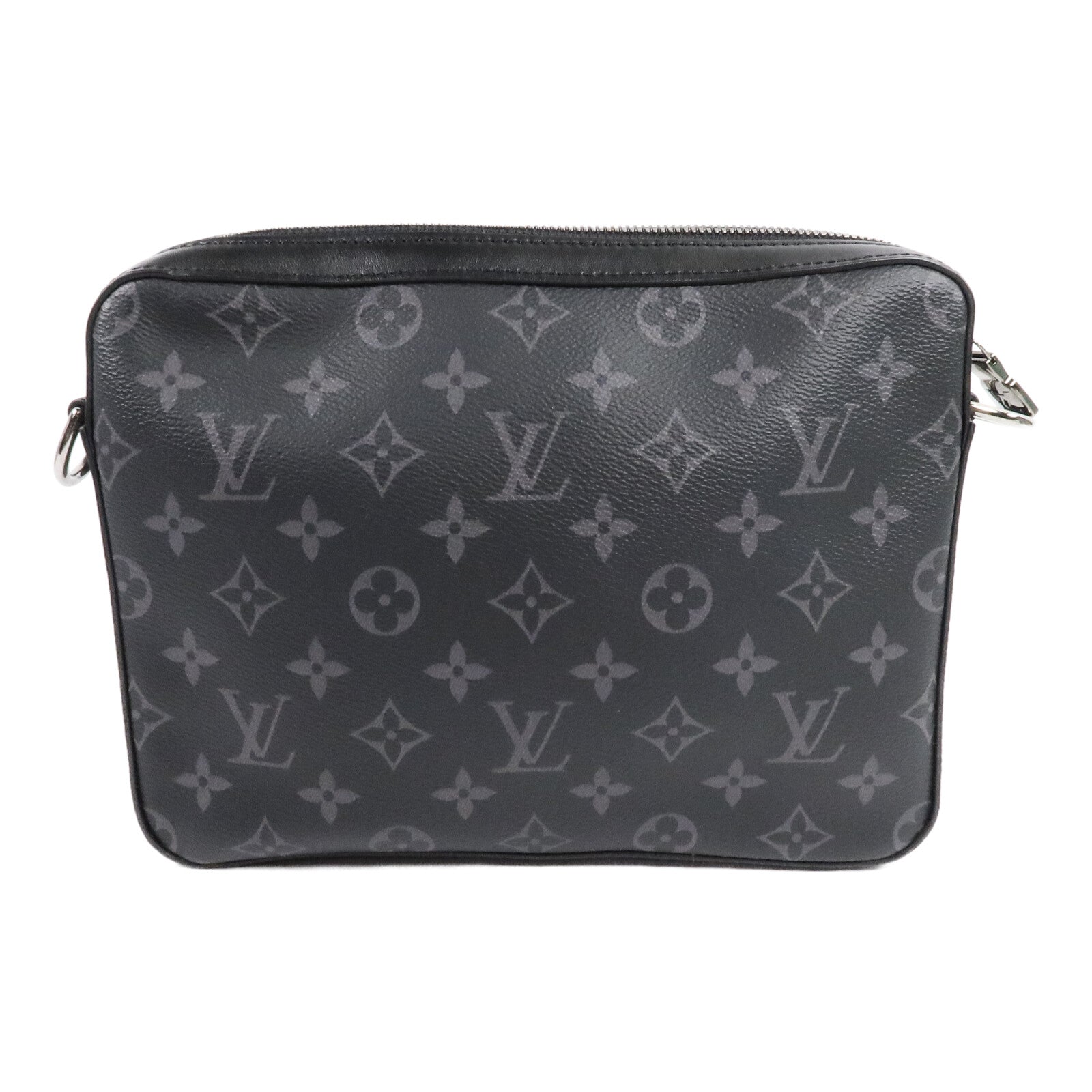LOUIS VUITTON Monogram Eclipse Reverse Trio Messenger銀扣肩背袋灰色