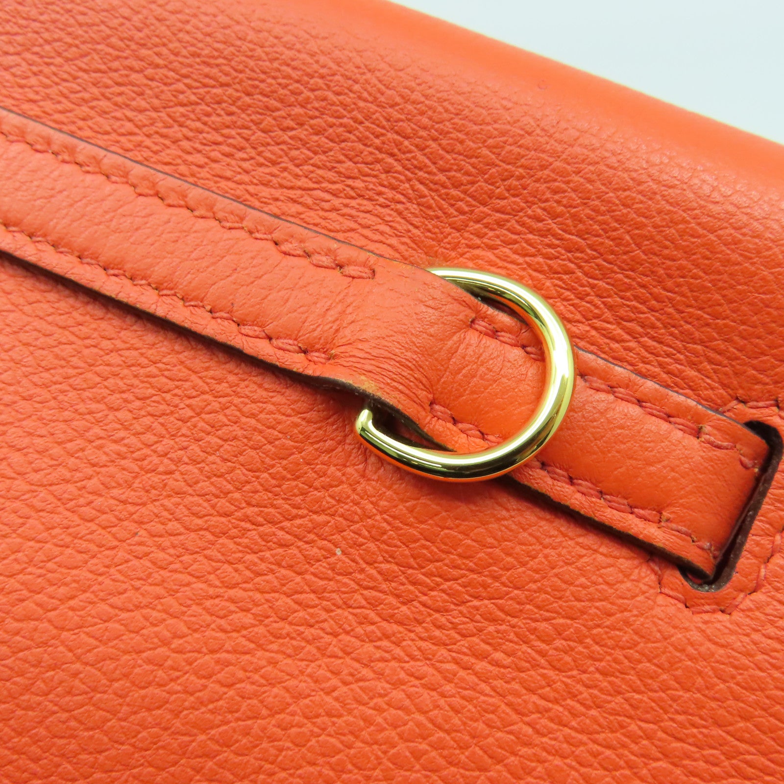 HERMES 【Hermes Fair】Evercolor皮革Kelly Danse D金扣肩背袋Orange Poppy罌粟花橘色