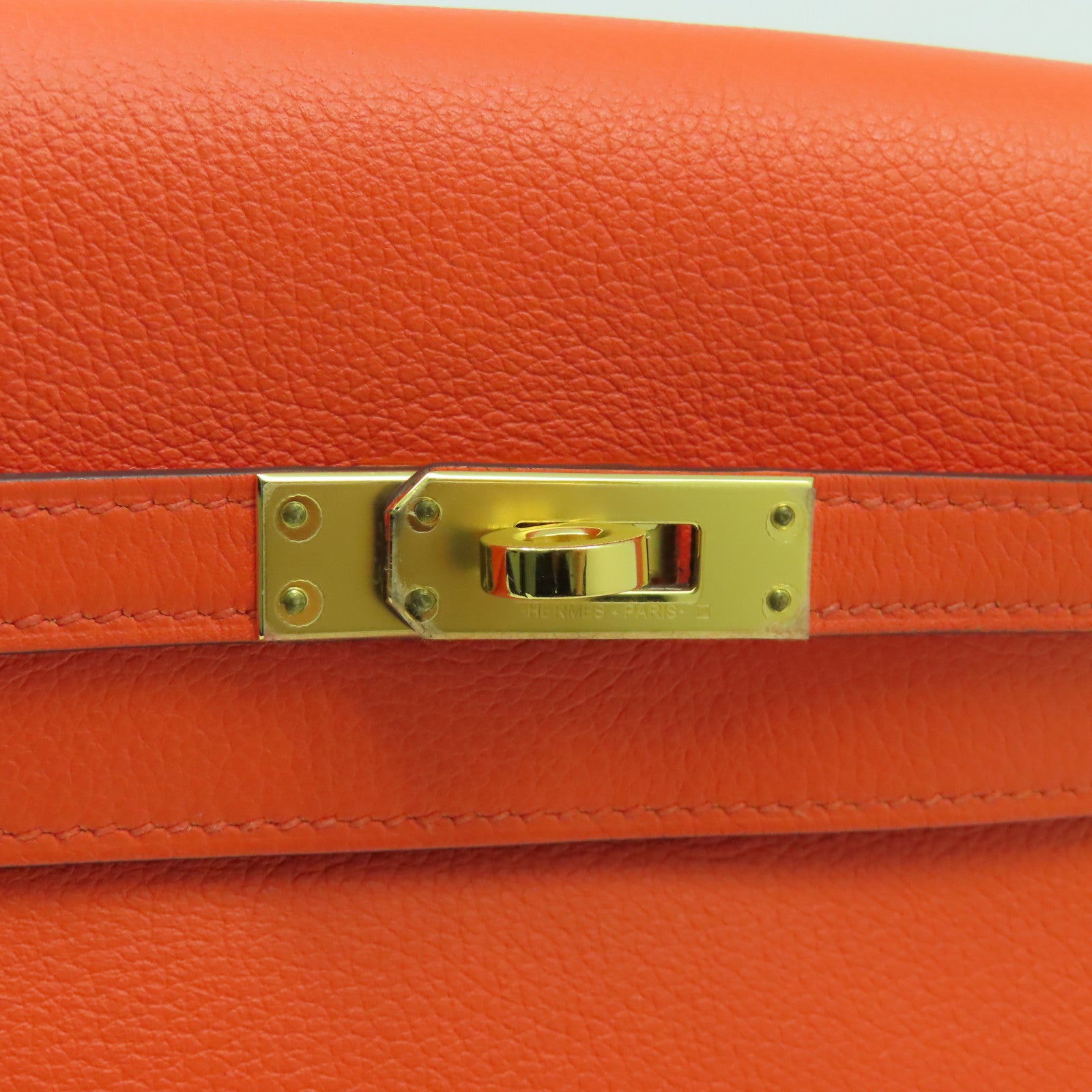HERMES 【Hermes Fair】Evercolor皮革Kelly Danse D金扣肩背袋Orange Poppy罌粟花橘色