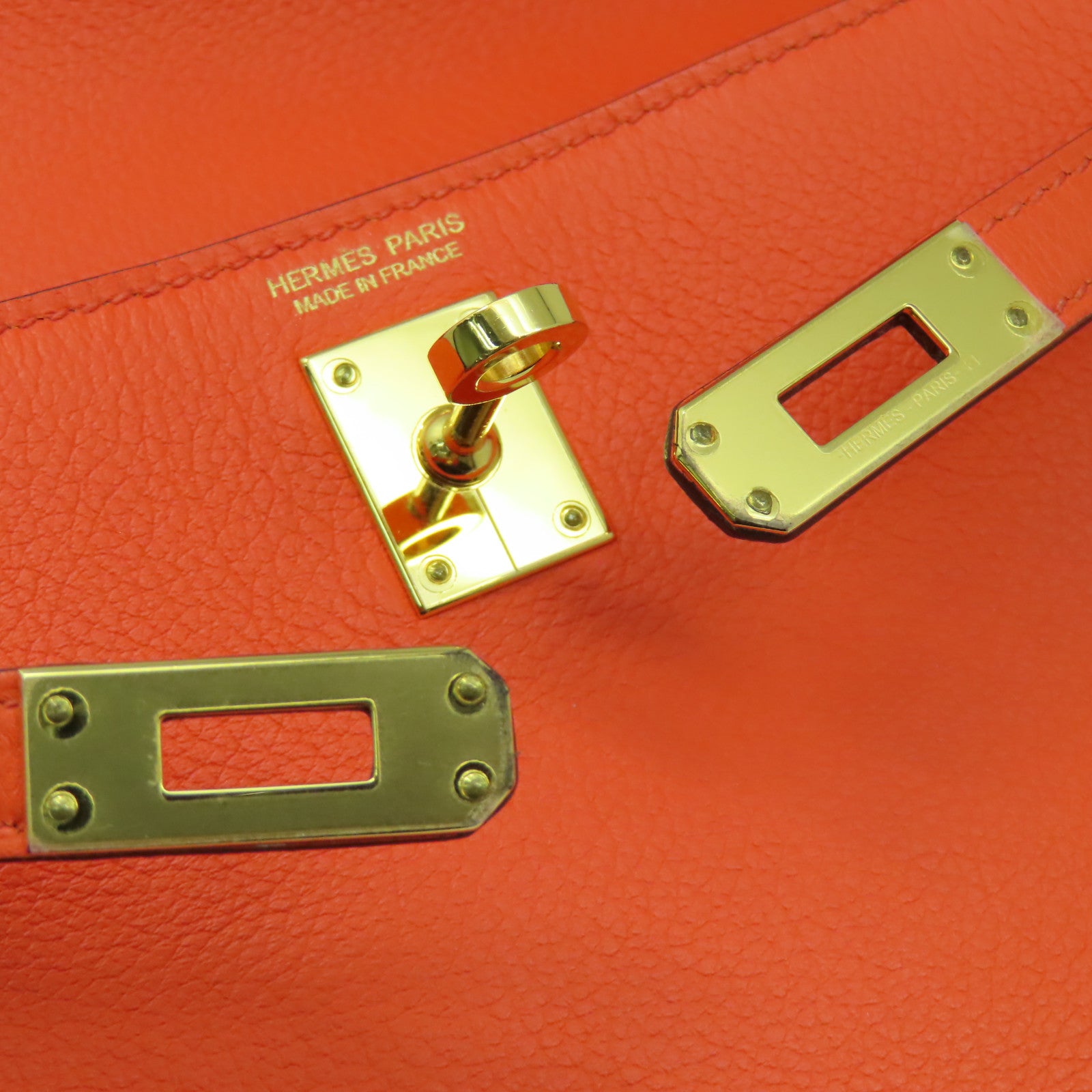 HERMES 【Hermes Fair】Evercolor皮革Kelly Danse D金扣肩背袋Orange Poppy罌粟花橘色