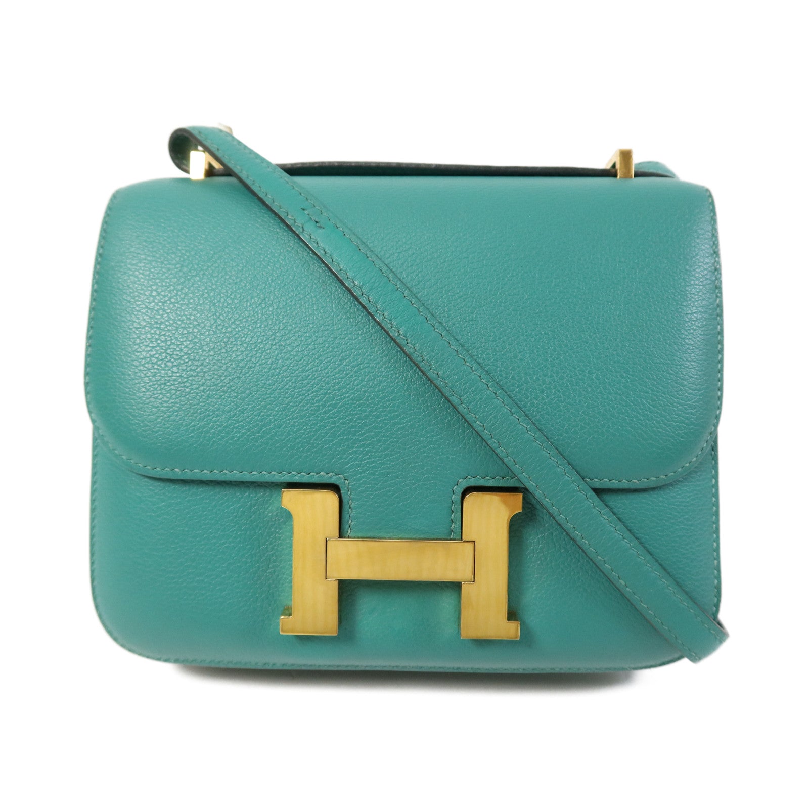 HERMES 【激減優惠】Evercolor皮革Constance Mini金扣肩背袋Vert Vertigo