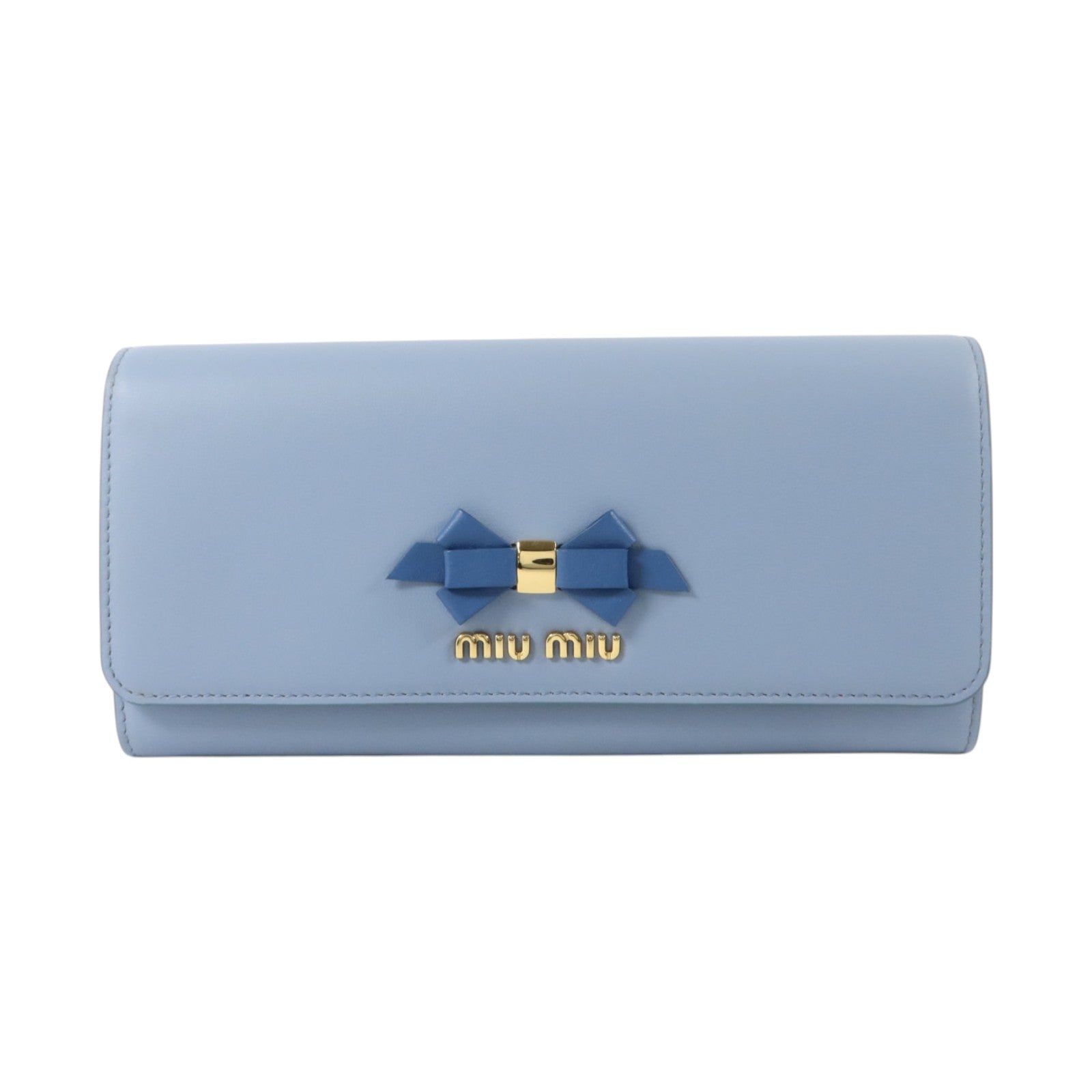 Miu Miu 牛皮皮革Long Flap Wallet with Pass Case金扣長錢包
