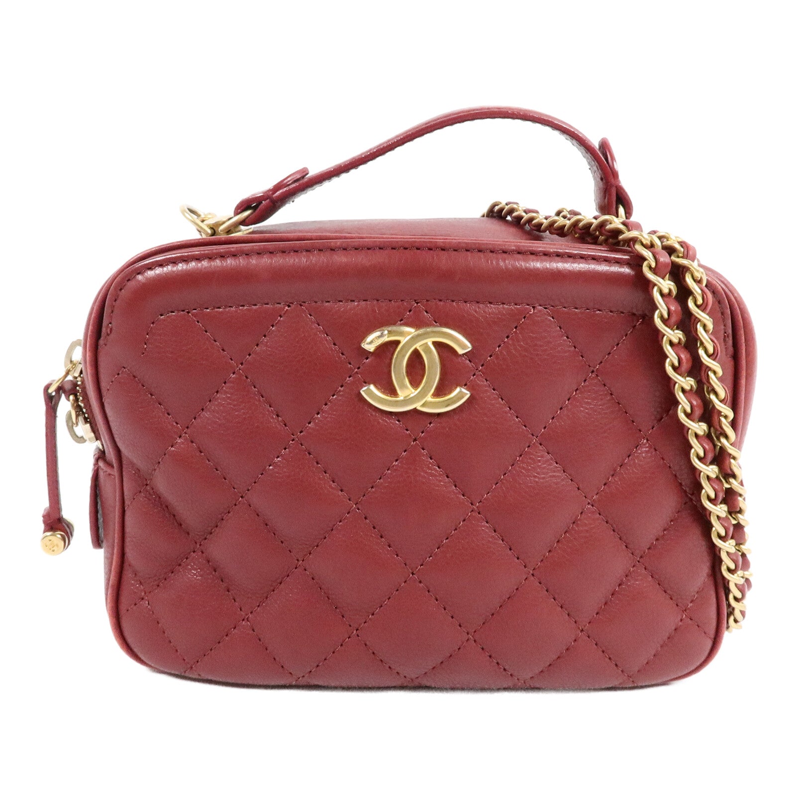 CHANEL 羊皮皮革Cosmetic Vanity Case手挽肩背兩用袋