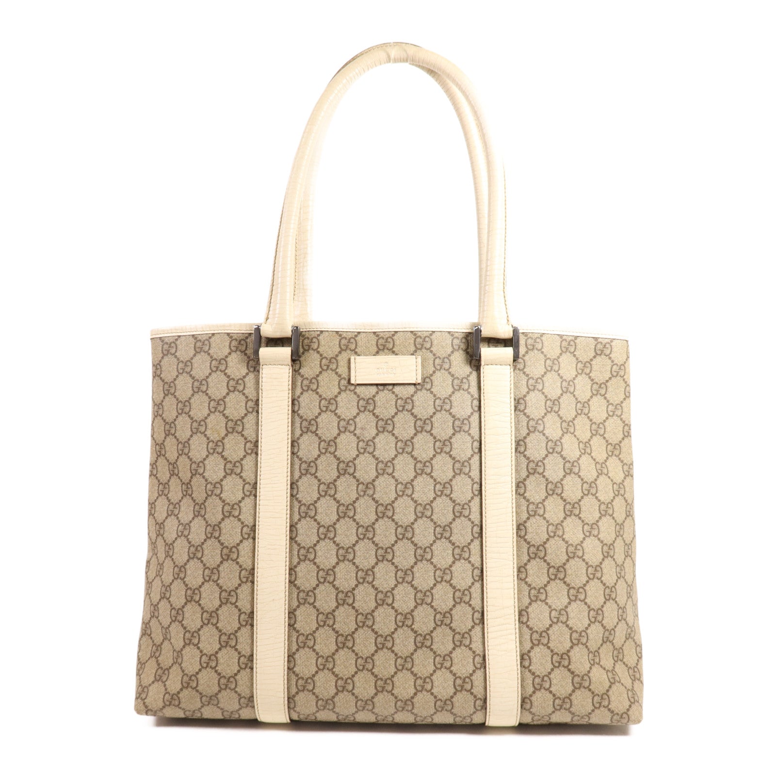 GUCCI 塗層帆布Tote Bag銀扣肩背袋