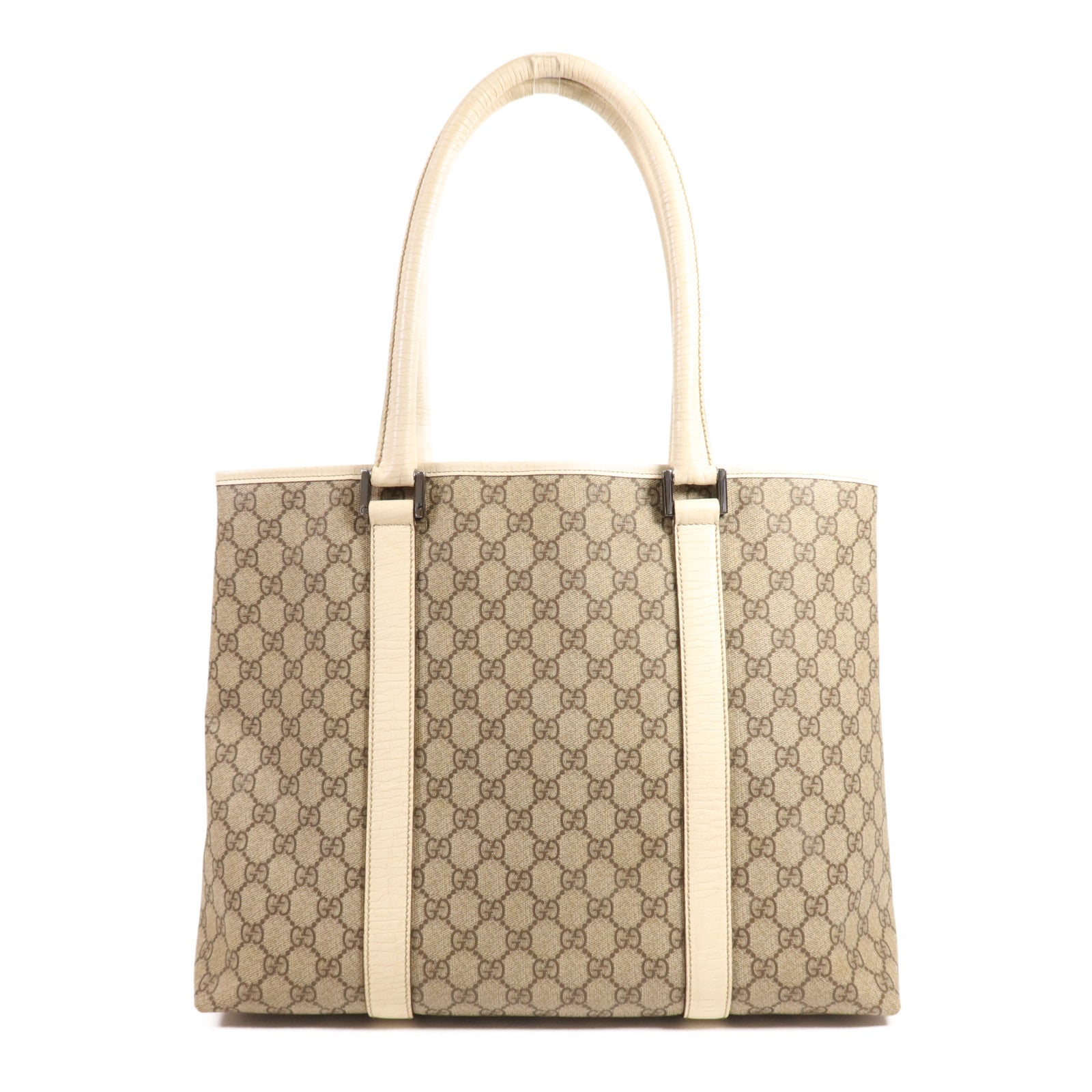 GUCCI 塗層帆布Tote Bag銀扣肩背袋