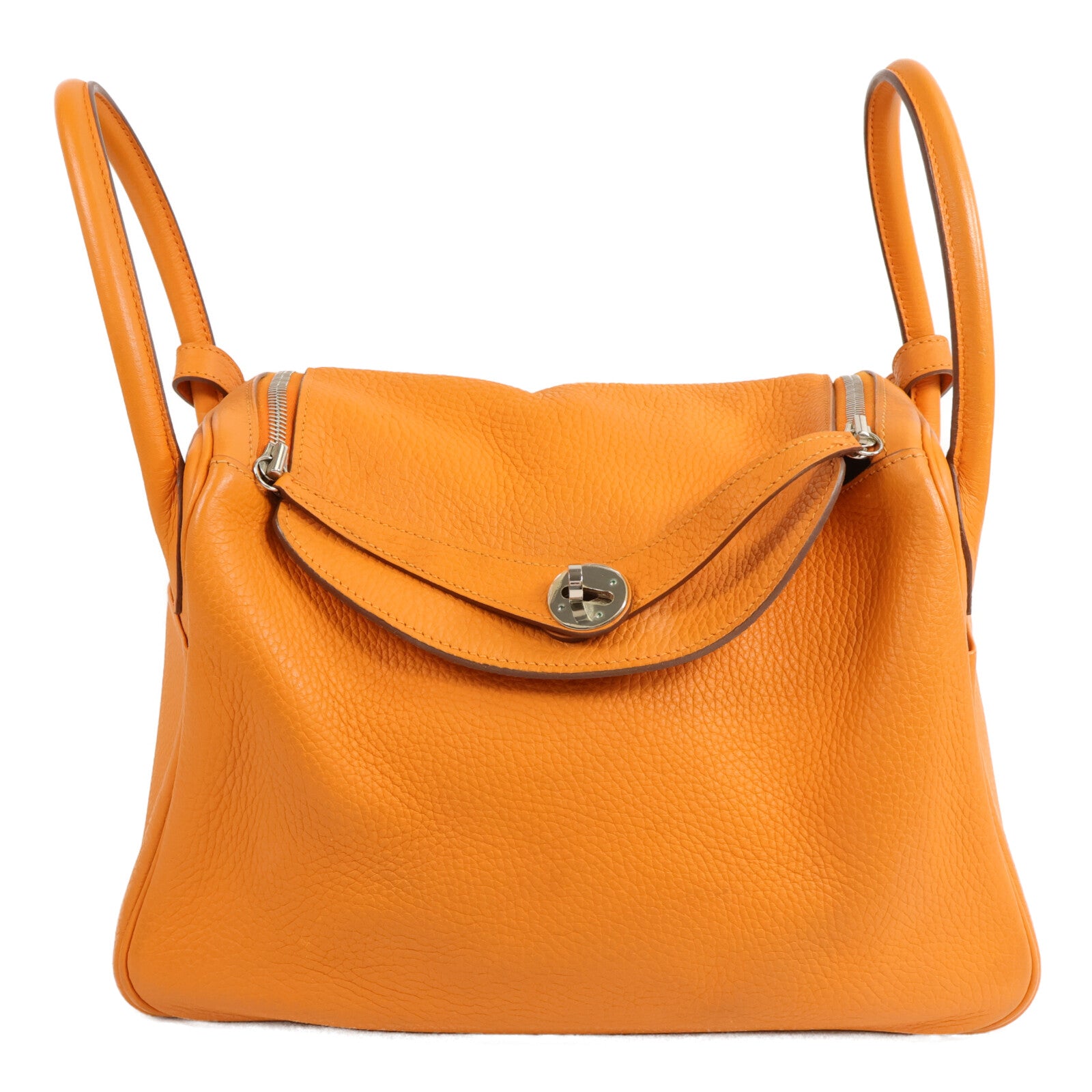HERMES Togo皮革Lindy 30手挽肩背兩用袋Orange