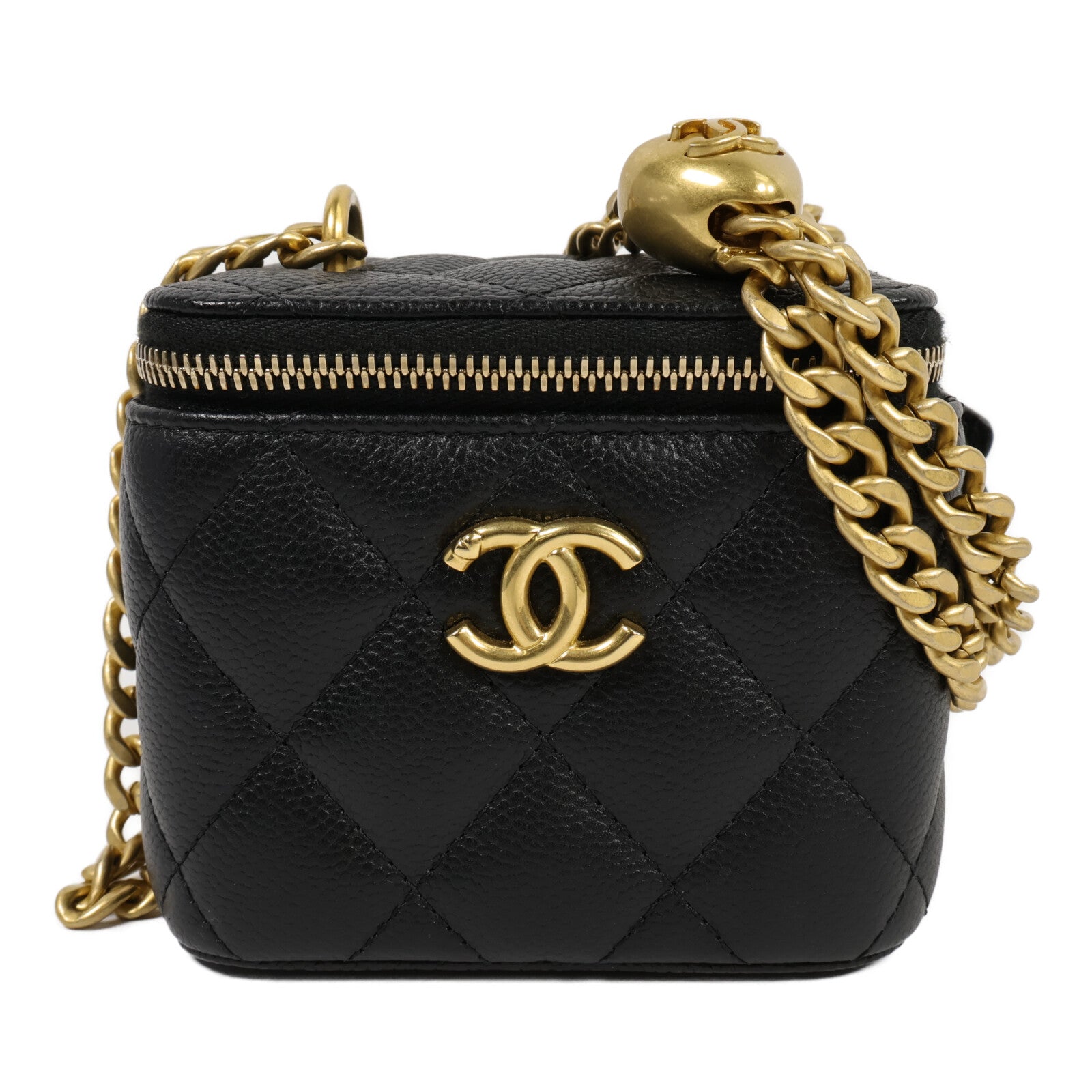 CHANEL 牛皮皮革Vanity Case鏈帶肩背袋