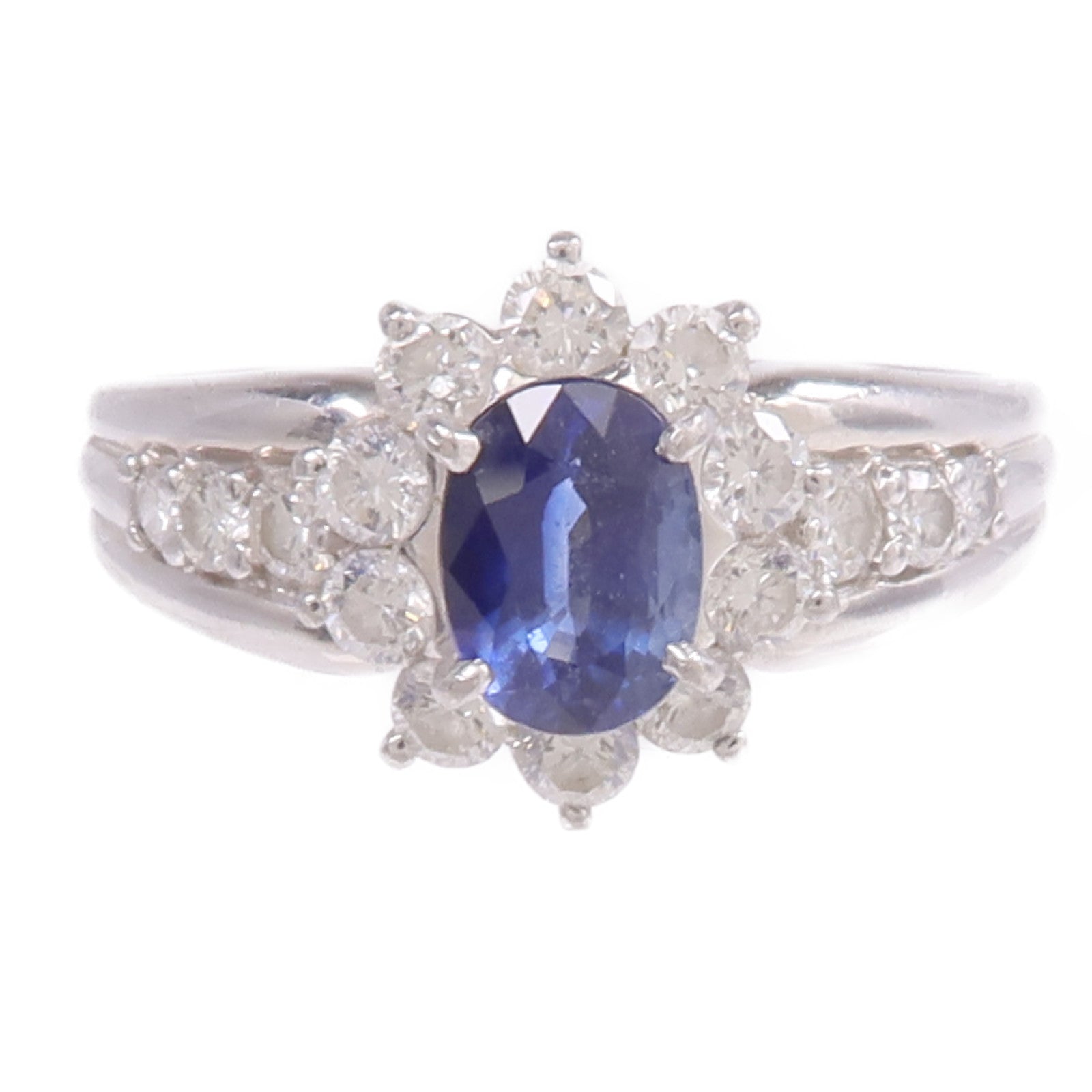 JEWELRY PT900鉑金Sapphire Diamond Ring藍寶石/鑽石戒指US#7.75