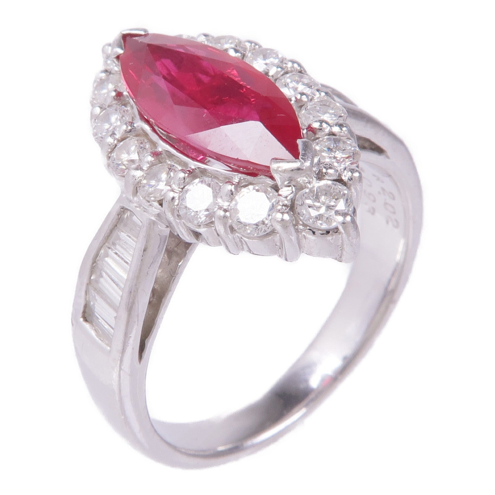 JEWELRY Ruby Diamond Ring 18K White Gold US#7.25