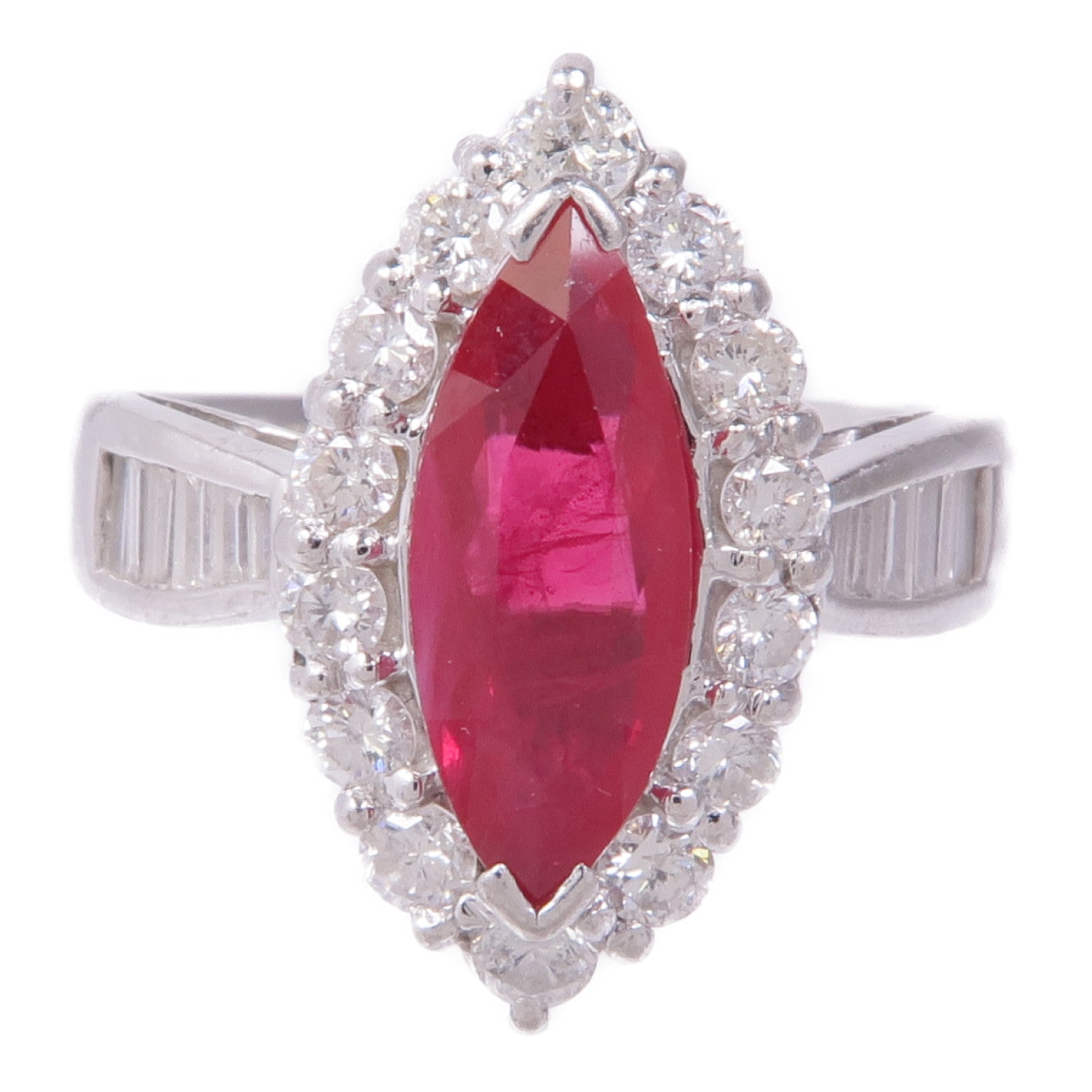 JEWELRY Ruby Diamond Ring 18K White Gold US#7.25