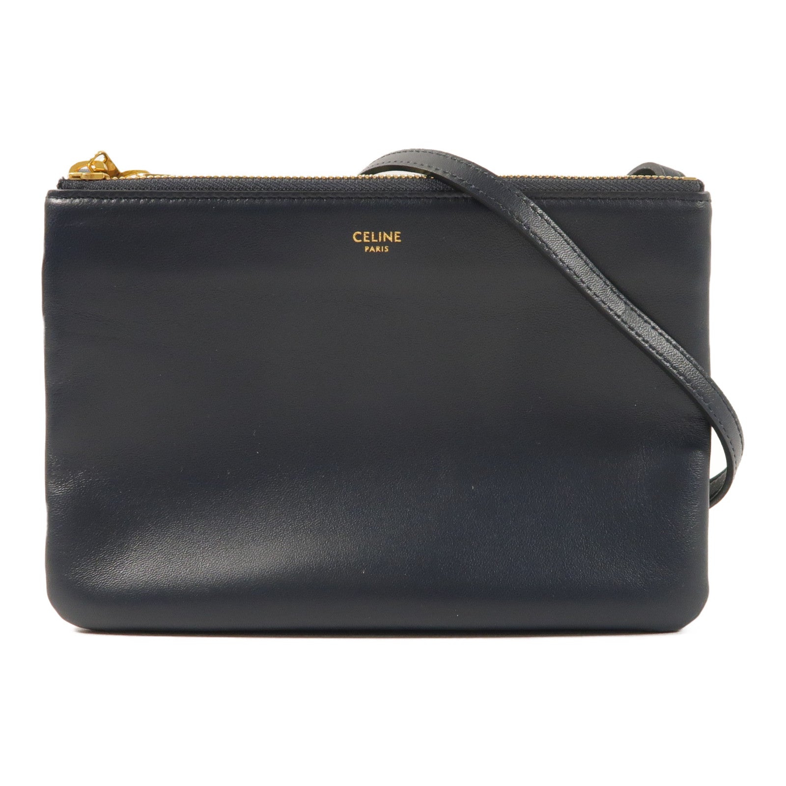 CELINE 羊皮皮革Trio金扣肩背袋