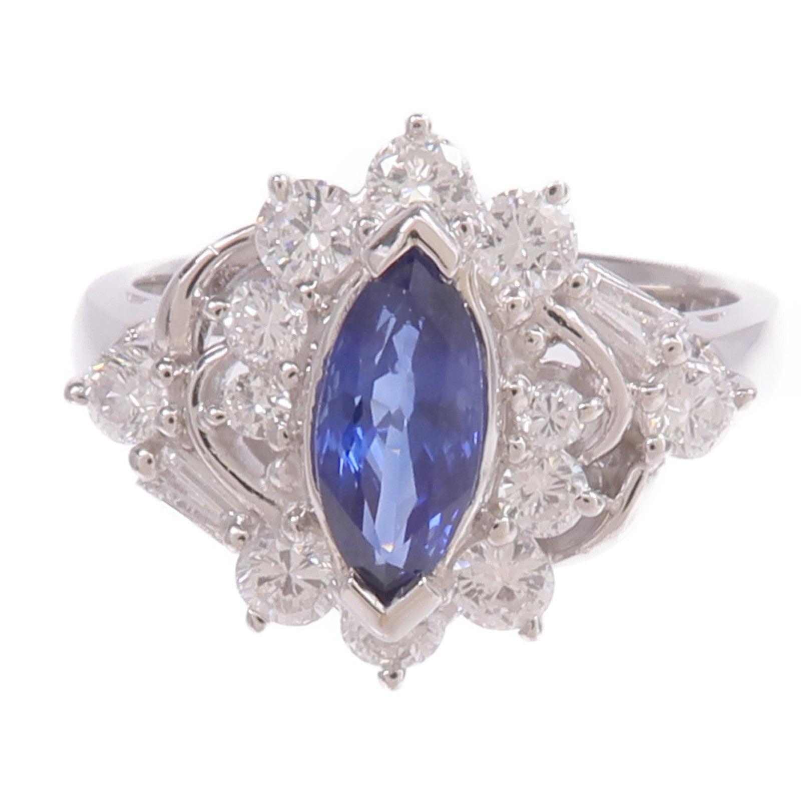 JEWELRY PT900鉑金Sapphire Diamond Ring藍寶石/鑽石戒指US#6.5