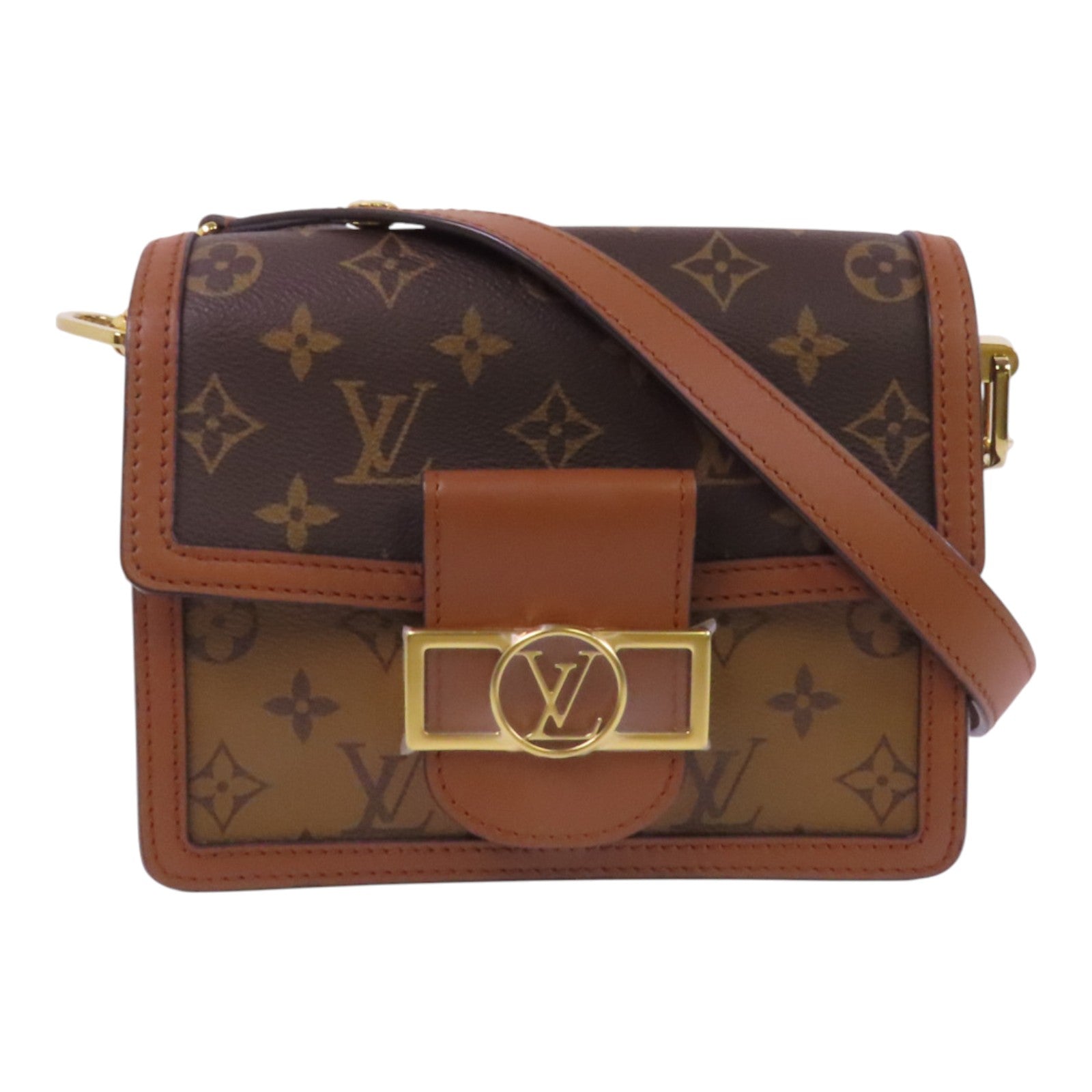 LOUIS VUITTON Monogram Reverse Mini Dauphine金扣肩背袋