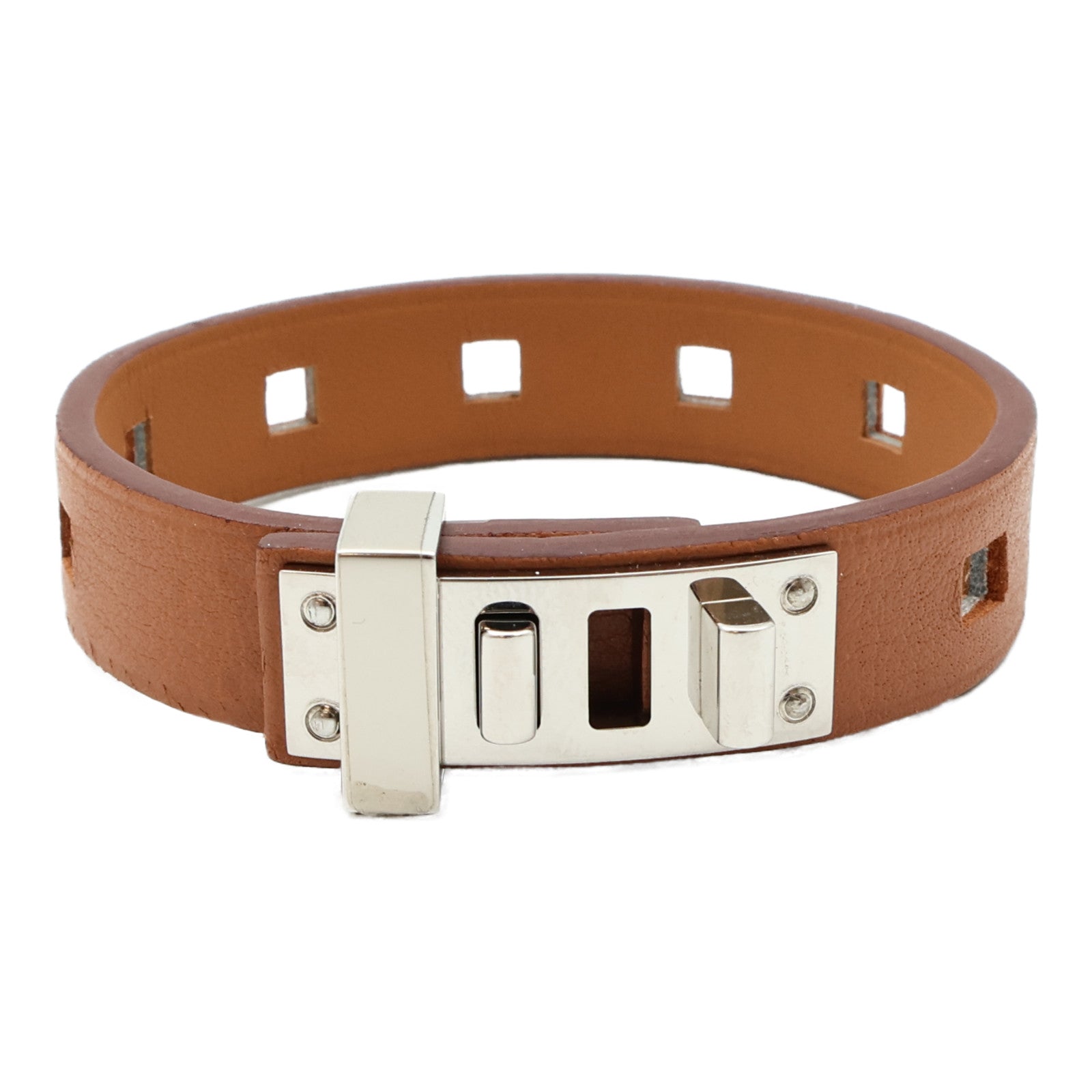 HERMES 【激減優惠】Swift皮革Mini Dog Bracelet銀扣手鏈
