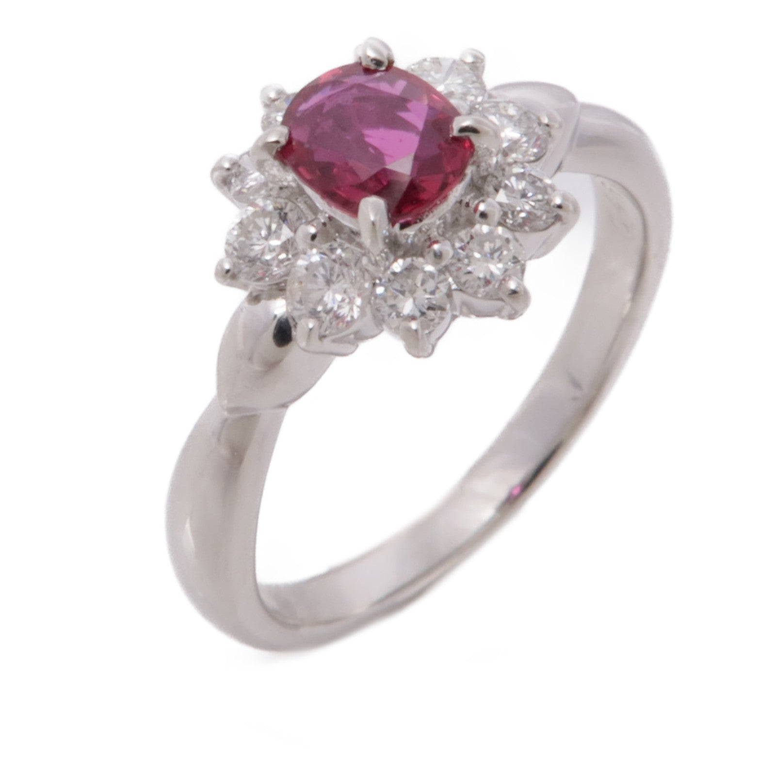 JEWELRY 【激減優惠】PT900鉑金Ruby Diamond Ring紅寶石/鑽石項鍊US#6