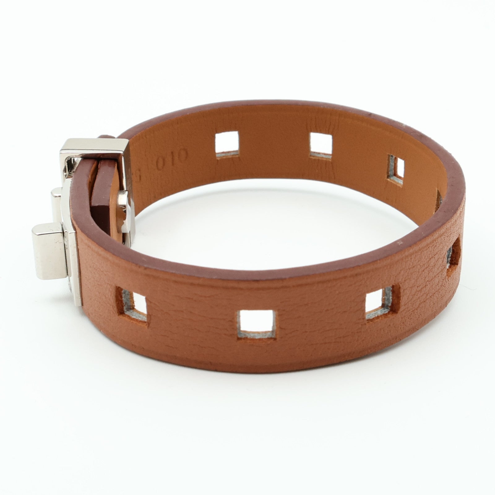 HERMES Swift皮革Mini Dog Bracelet銀扣手鏈