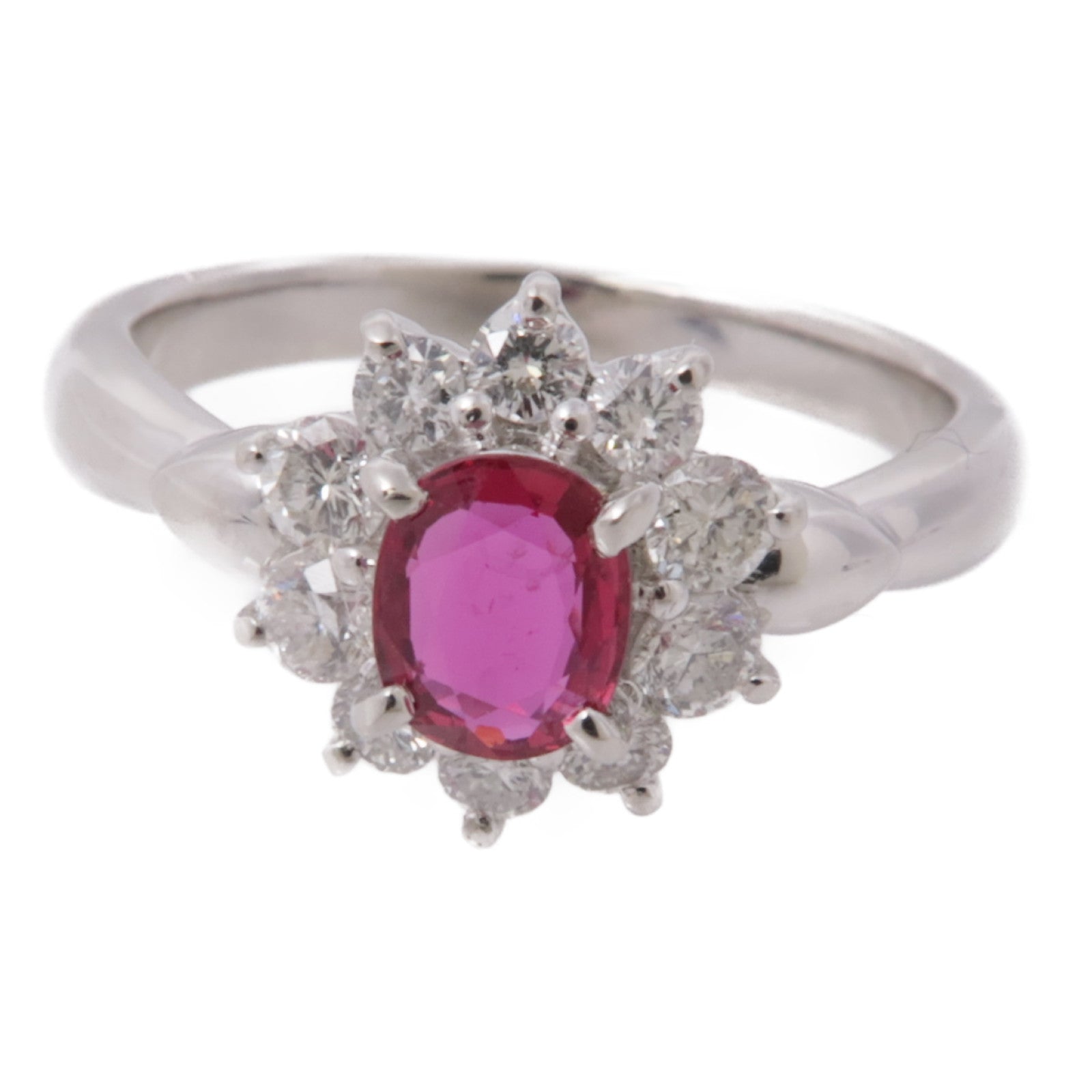 JEWELRY【激減優惠】 PT900鉑金Ruby Diamond Ring紅寶石/鑽石項鍊US#6