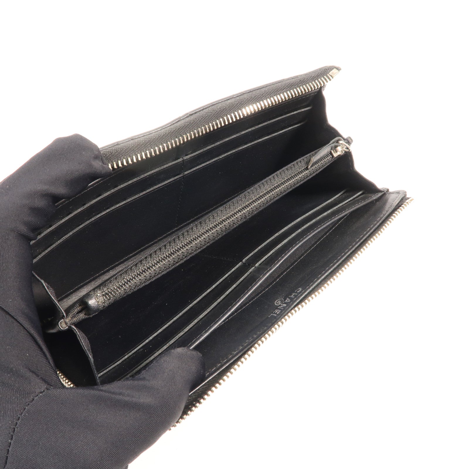 CHANEL 牛皮皮革Wallet銀扣長錢包