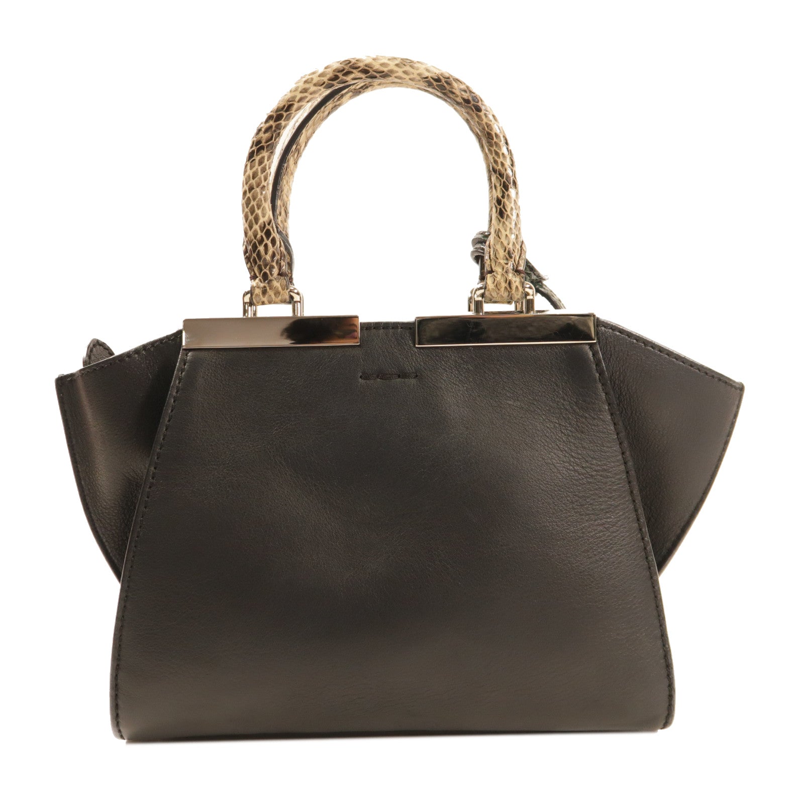 FENDI 牛皮皮革2 Jours銀扣手挽肩背兩用袋灰色