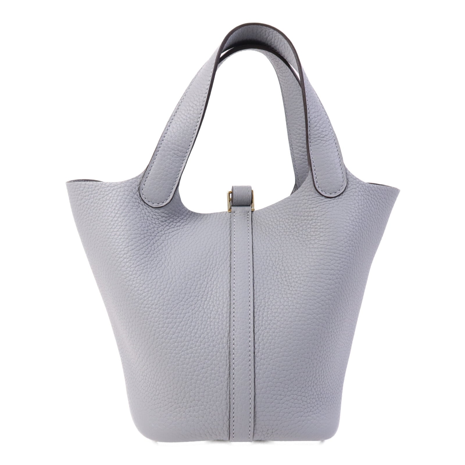 HERMES Clemence皮革Picotin PM銀扣手挽袋Gris Pantin