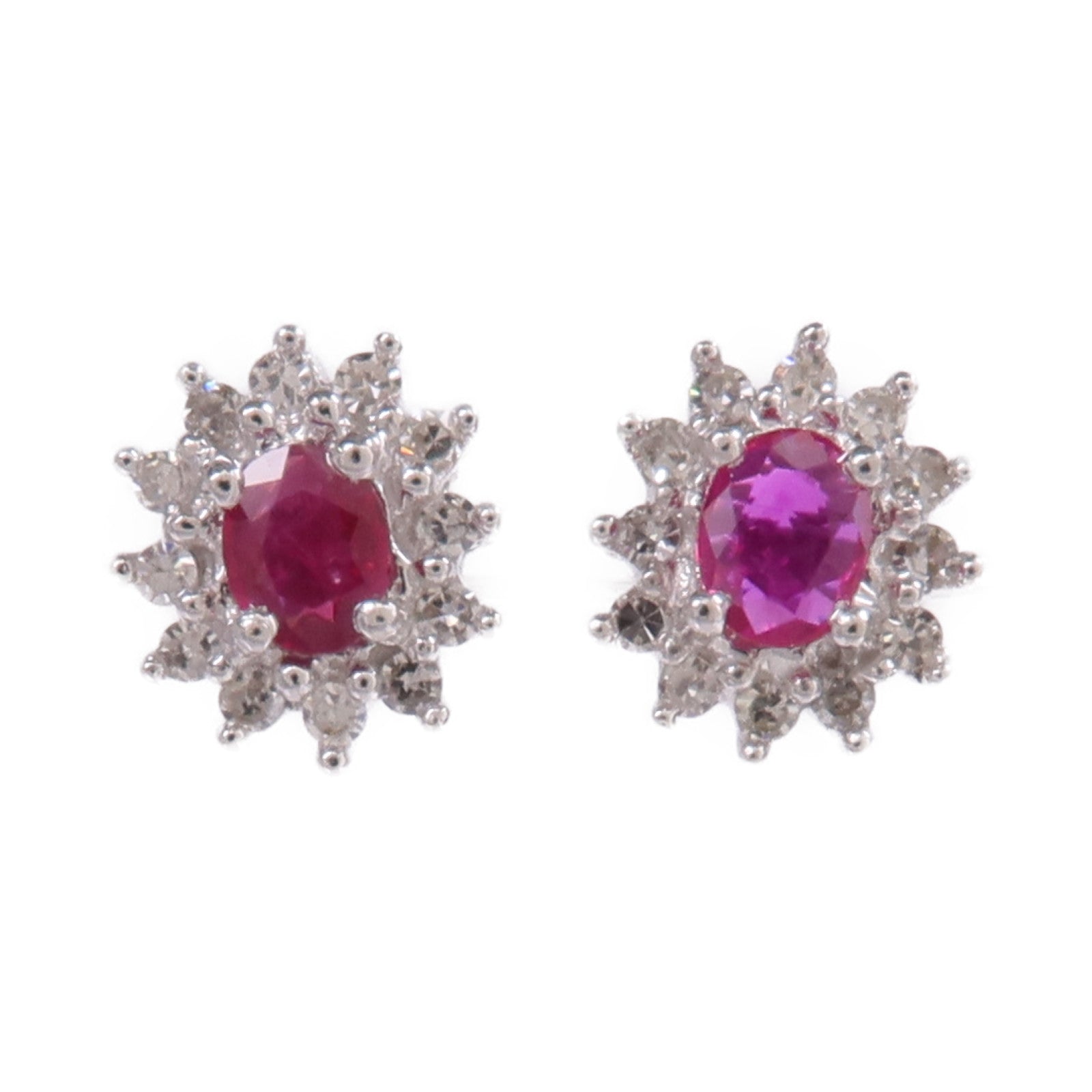 JEWELRY 18K白金Ruby Diamond Earrings紅寶石/鑽石耳環
