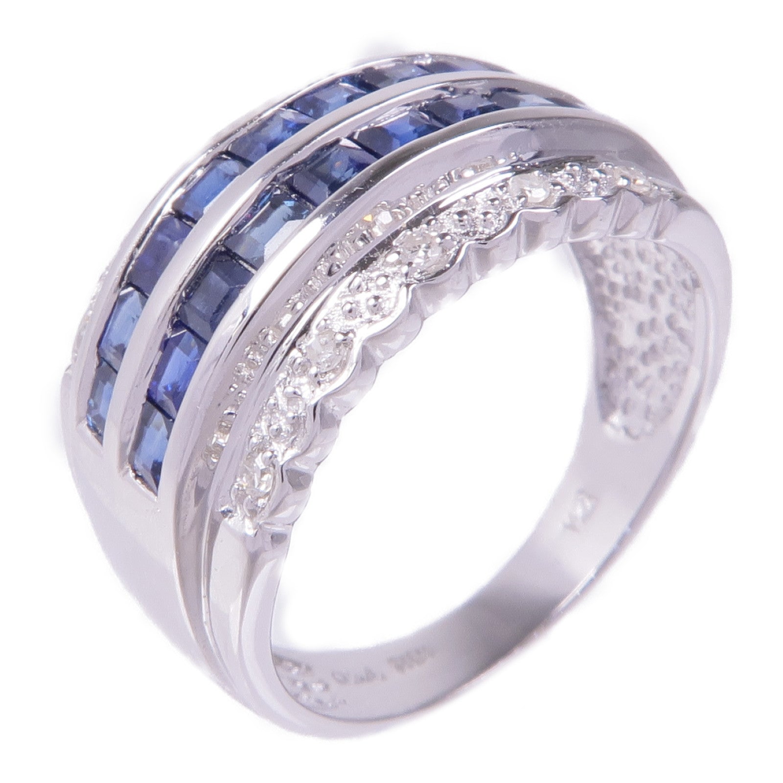 JEWELRY 18K白金Sapphire Diamond Ring藍寶石/鑽石戒指US#6