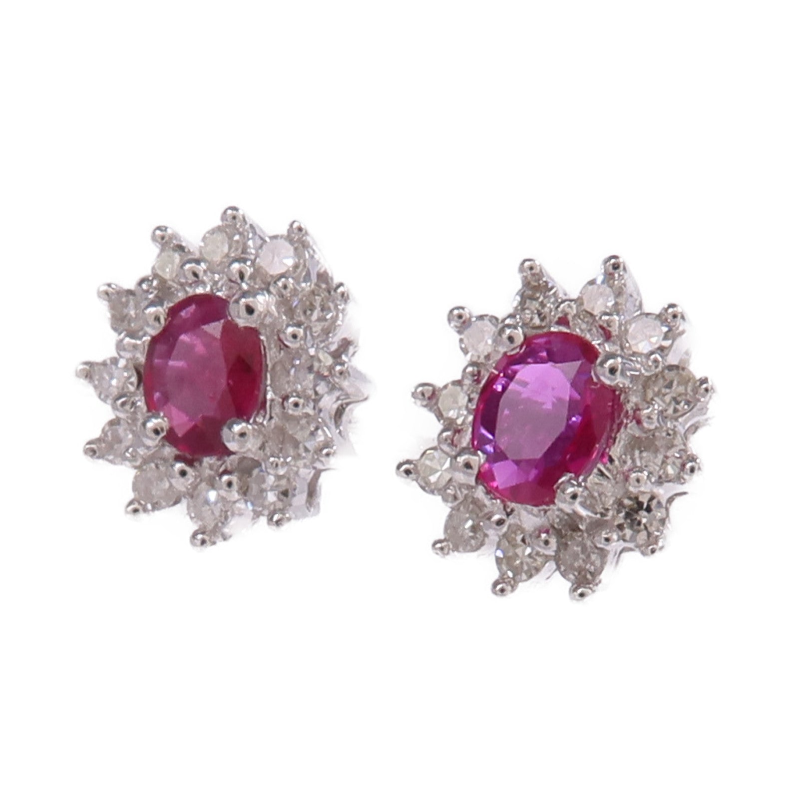 JEWELRY 18K白金Ruby Diamond Earrings紅寶石/鑽石耳環