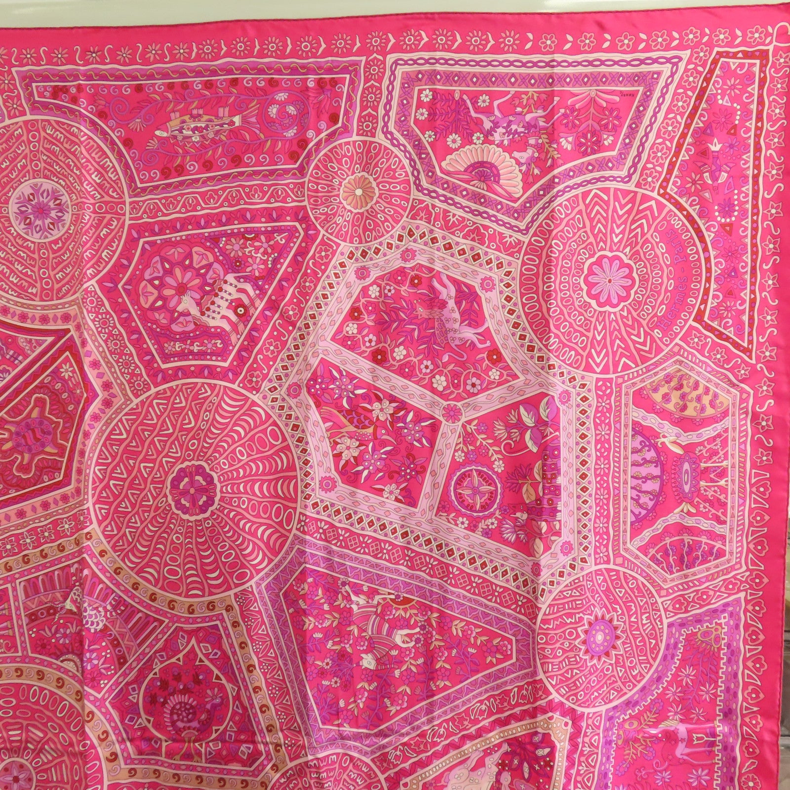 HERMES Scarf Scarves Silk Pink