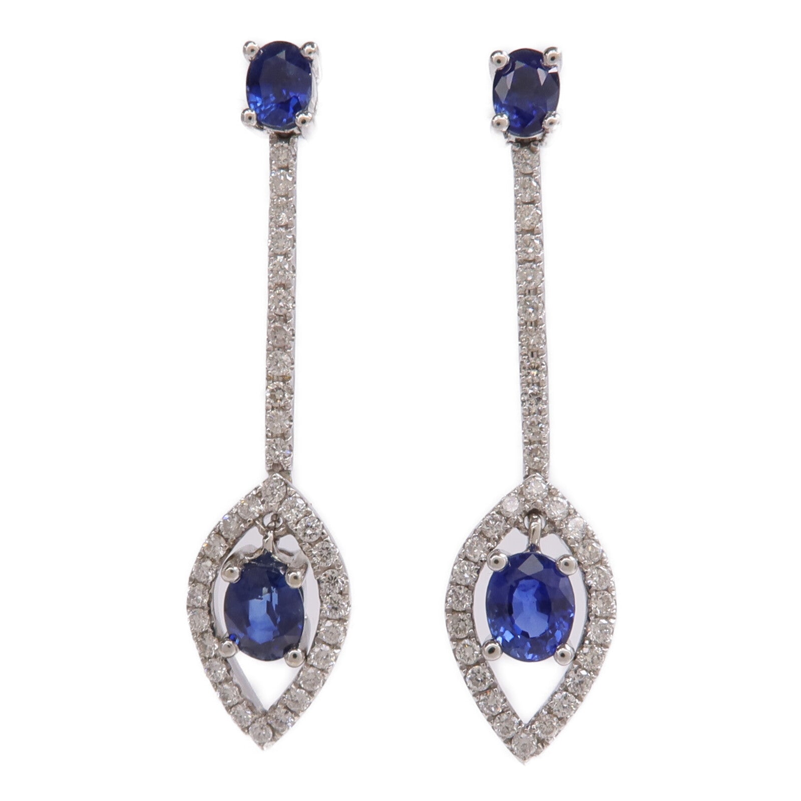 JEWELRY 18K白金Earrings藍寶石/鑽石耳環
