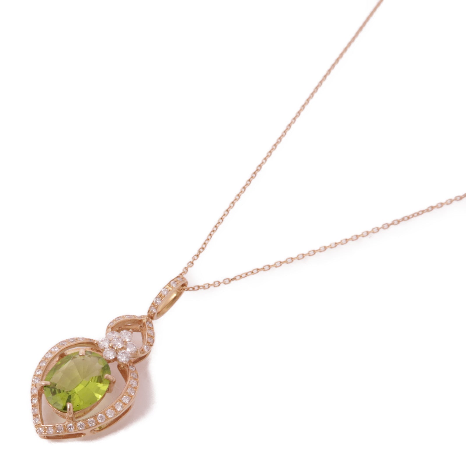 JEWELRY Peridot Diamond Necklace 18K Yellow Gold