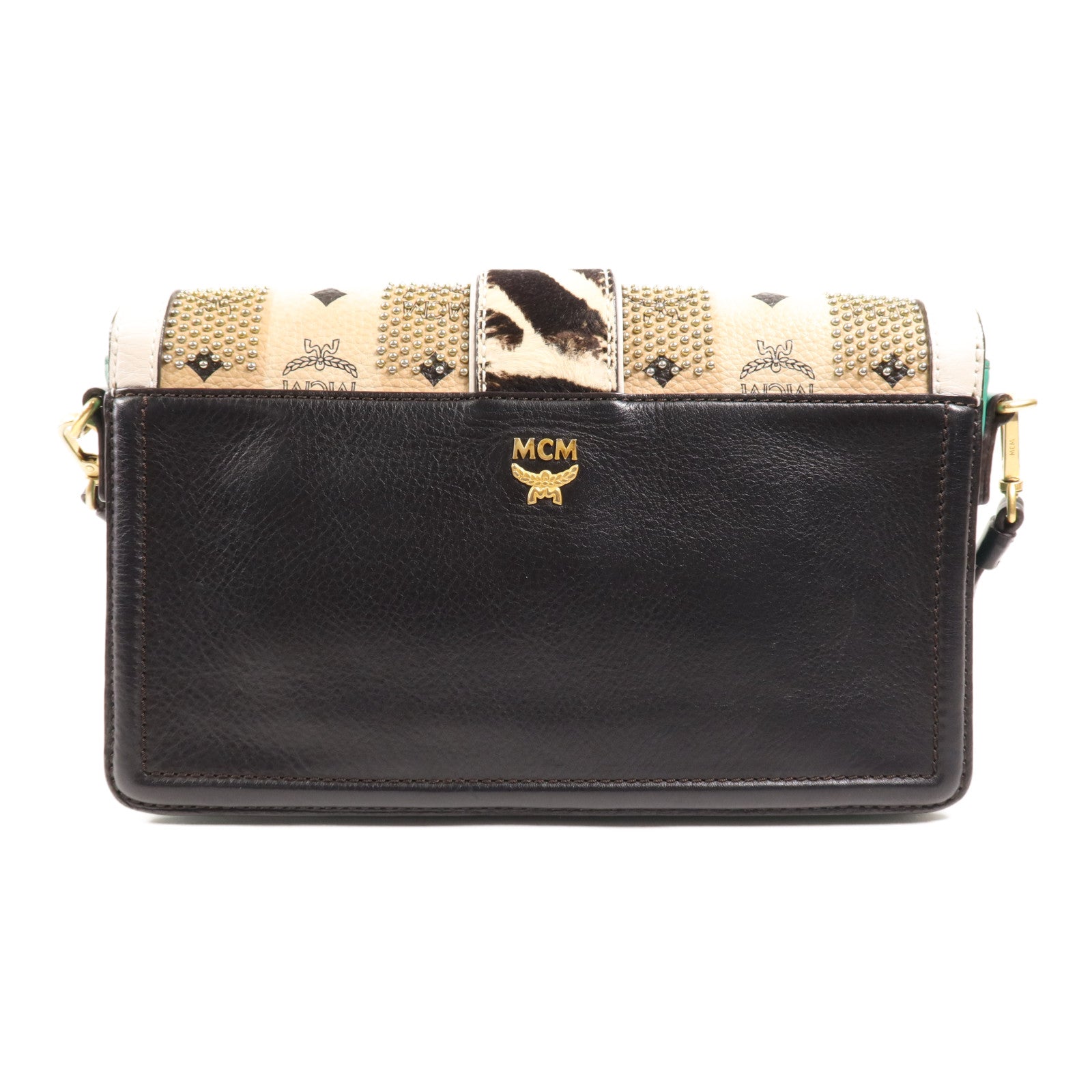 MCM 馬毛/牛皮皮革Shoulder Bag金扣肩背袋
